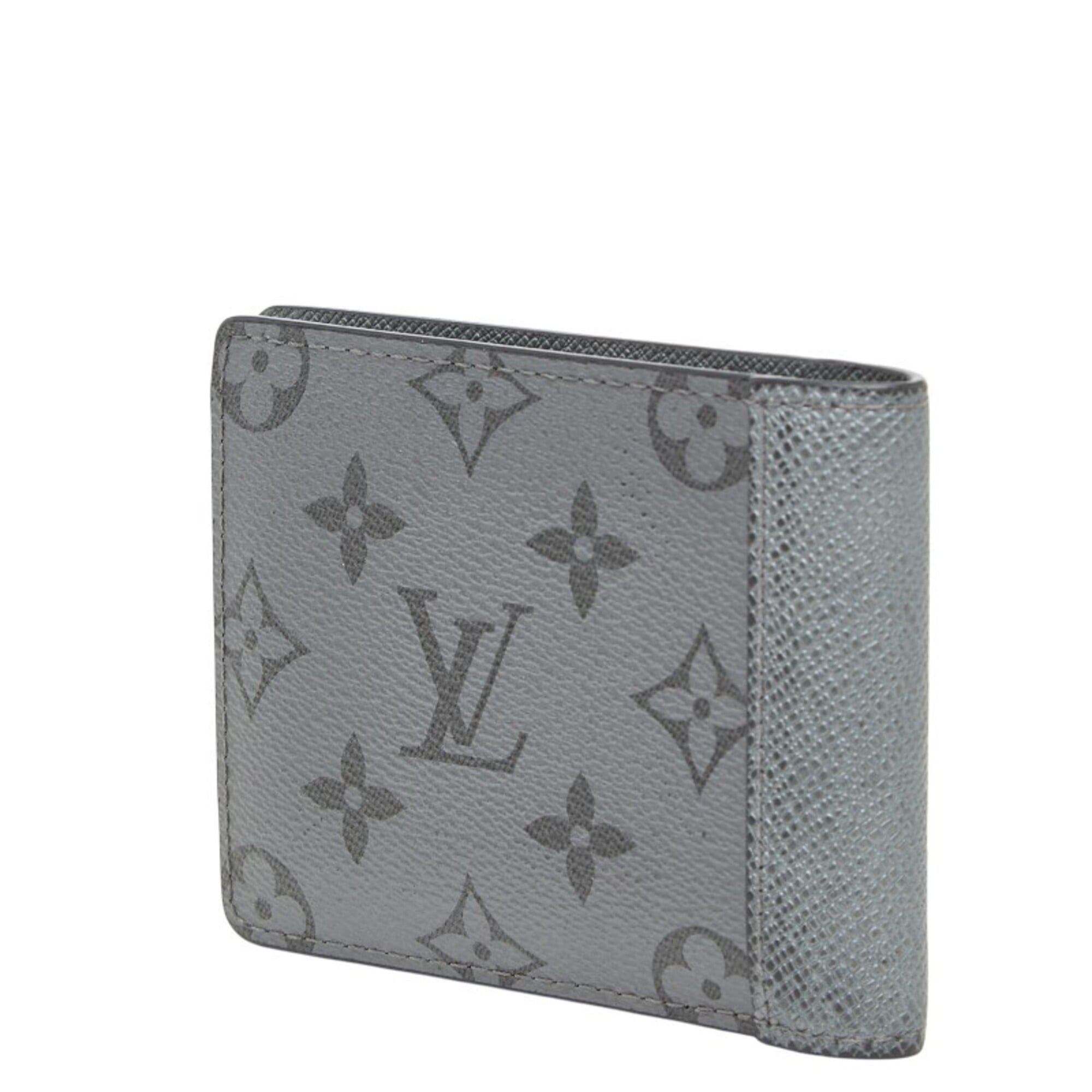Louis Vuitton Taigarama Silver Leather Wallet (Bi-Fold) (Pre-Owned)