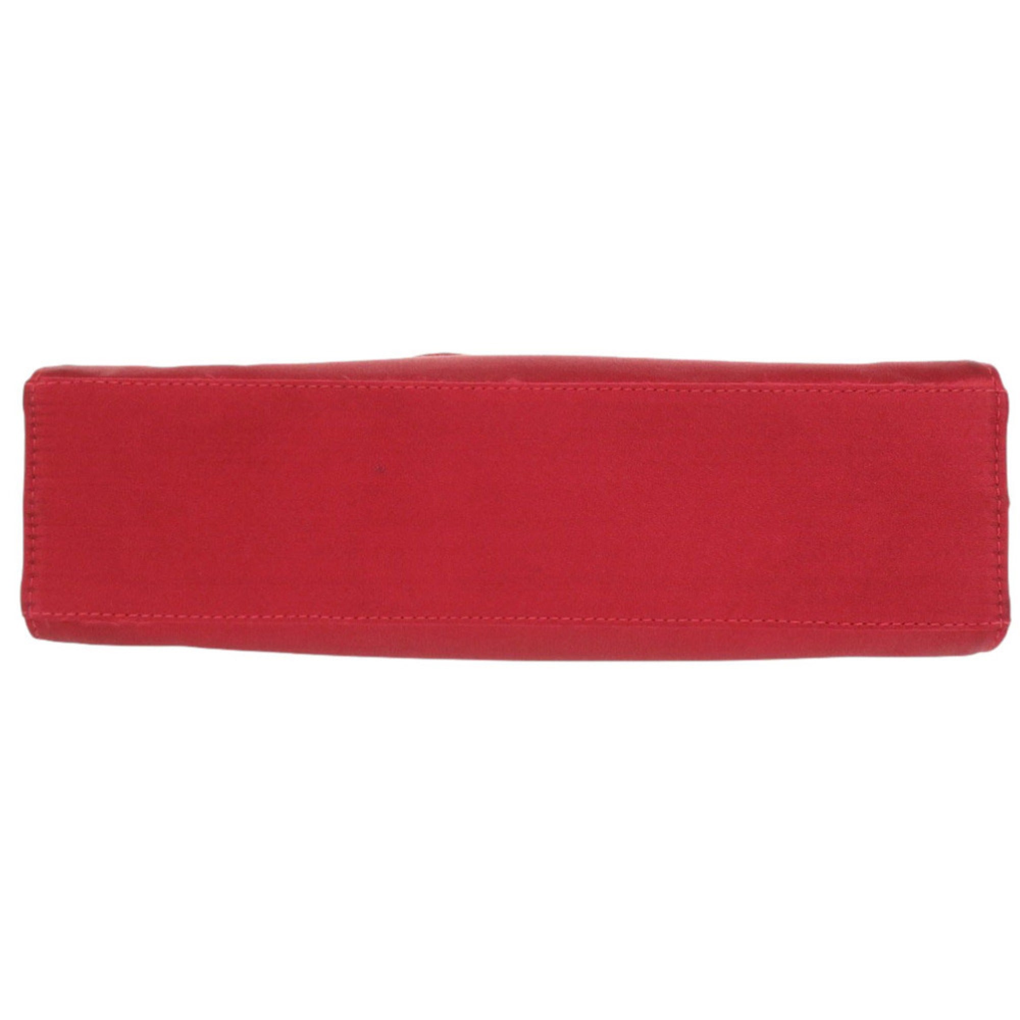 Salvatore Ferragamo Red Color Satin Shoulder Bag (Pre-Owned)