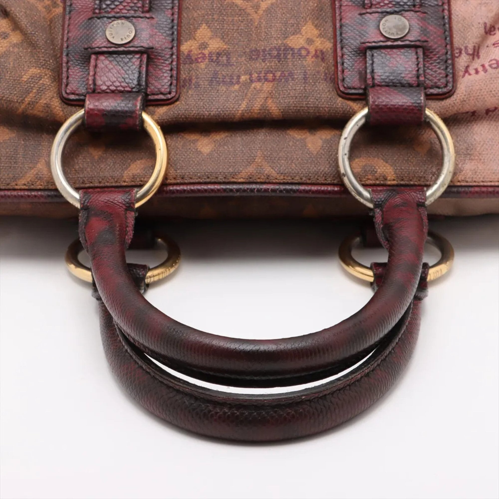 Louis Vuitton Brown Leather Coated Canvas Handbag Tote Bag (Pre-Owned)