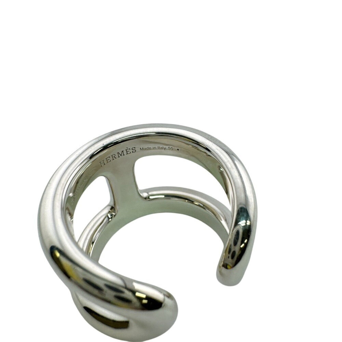 Hermes Silver Silver 925 Band Ring (Pre-Owned)