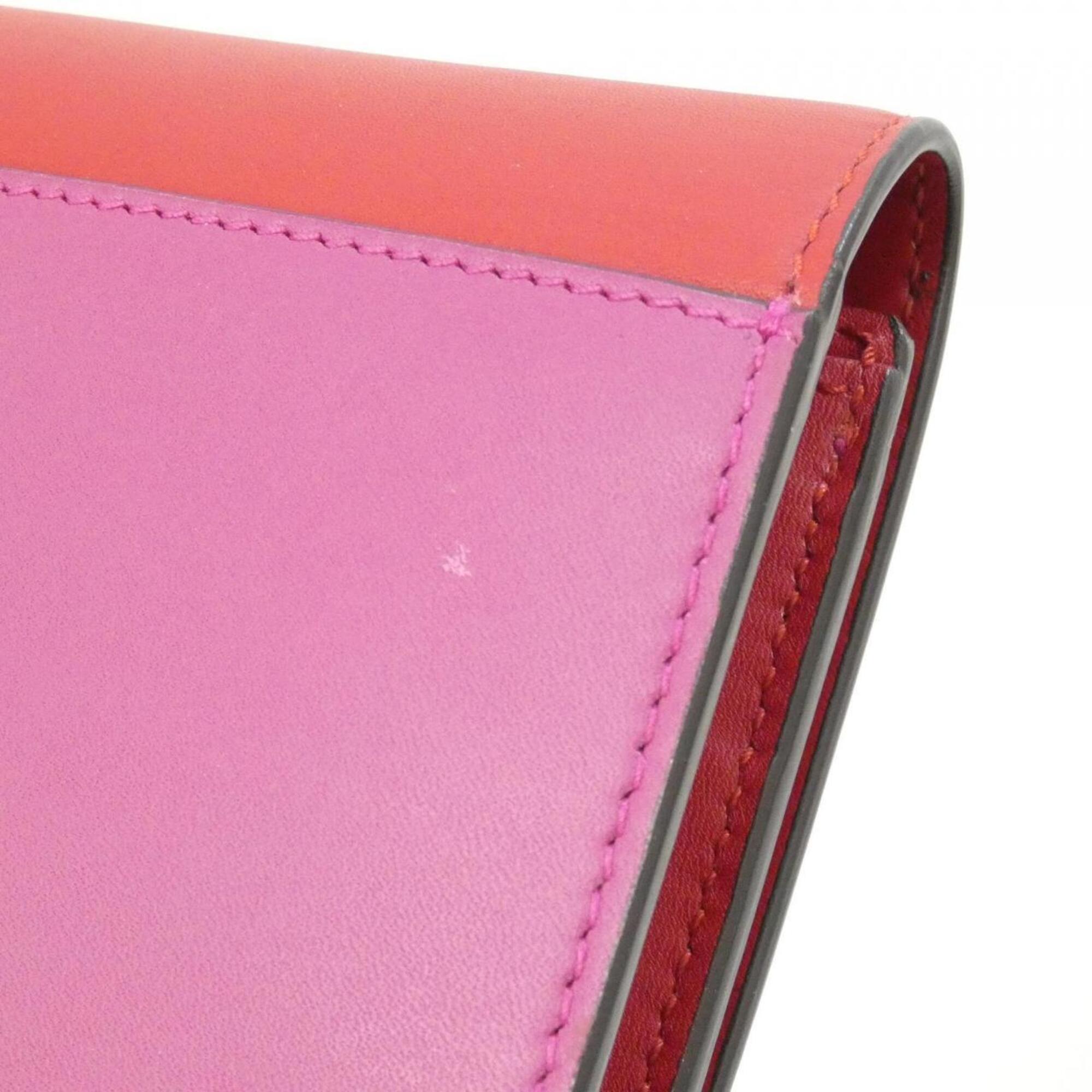 Gucci Pink Red Color Leather Long Wallet (Bi-Fold) (Pre-Owned)