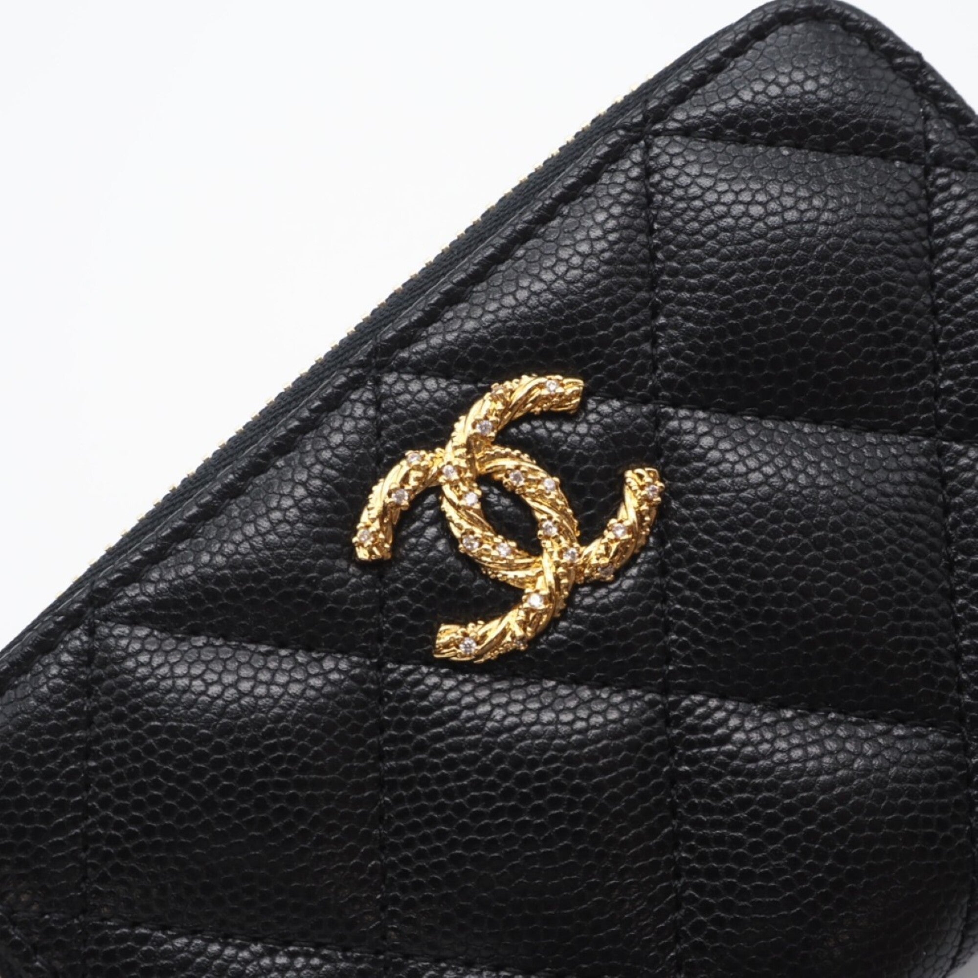 Chanel Matelasse Black Grained Calfskin Coin Purse/Coin Case (Pre-Owned)
