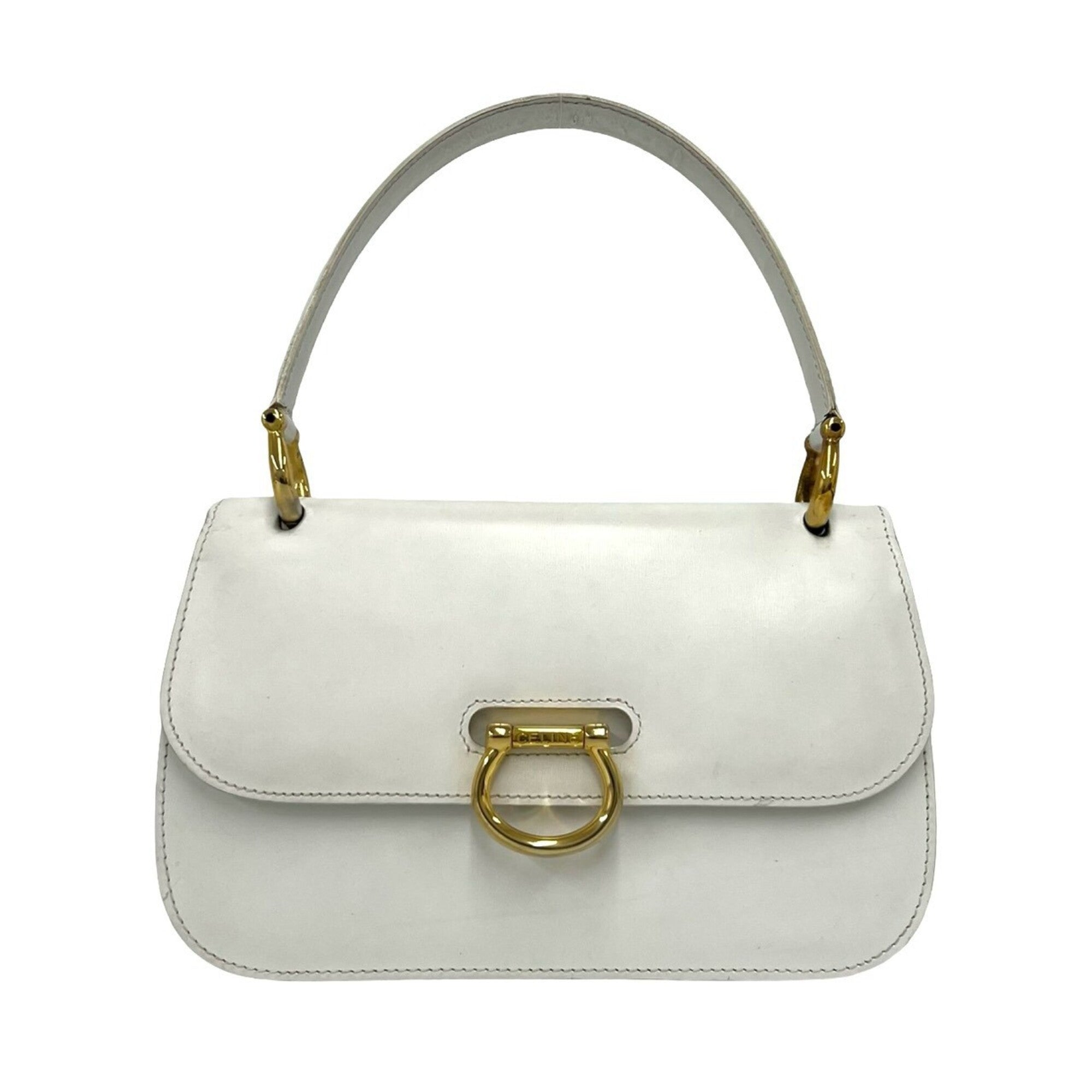 Celine White Leather Handbag Tote Bag (Pre-Owned)