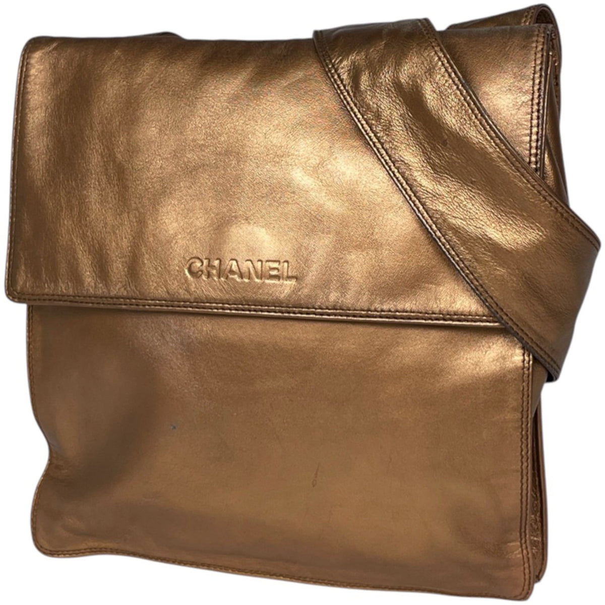 Chanel Bronze Leather Shoulder Bag (Pre-Owned)