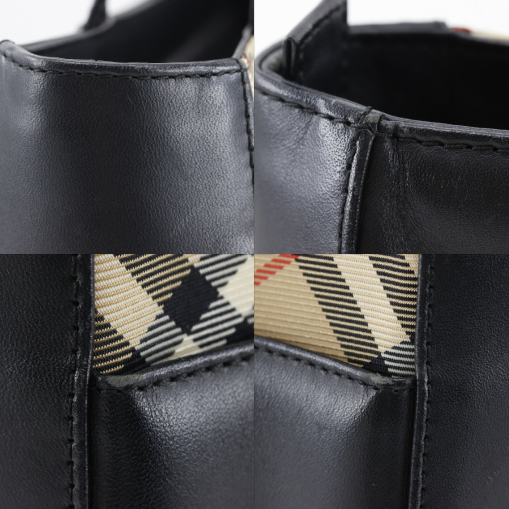 Burberry Black Leather Nylon Canvas Tote Bag (Pre-Owned)