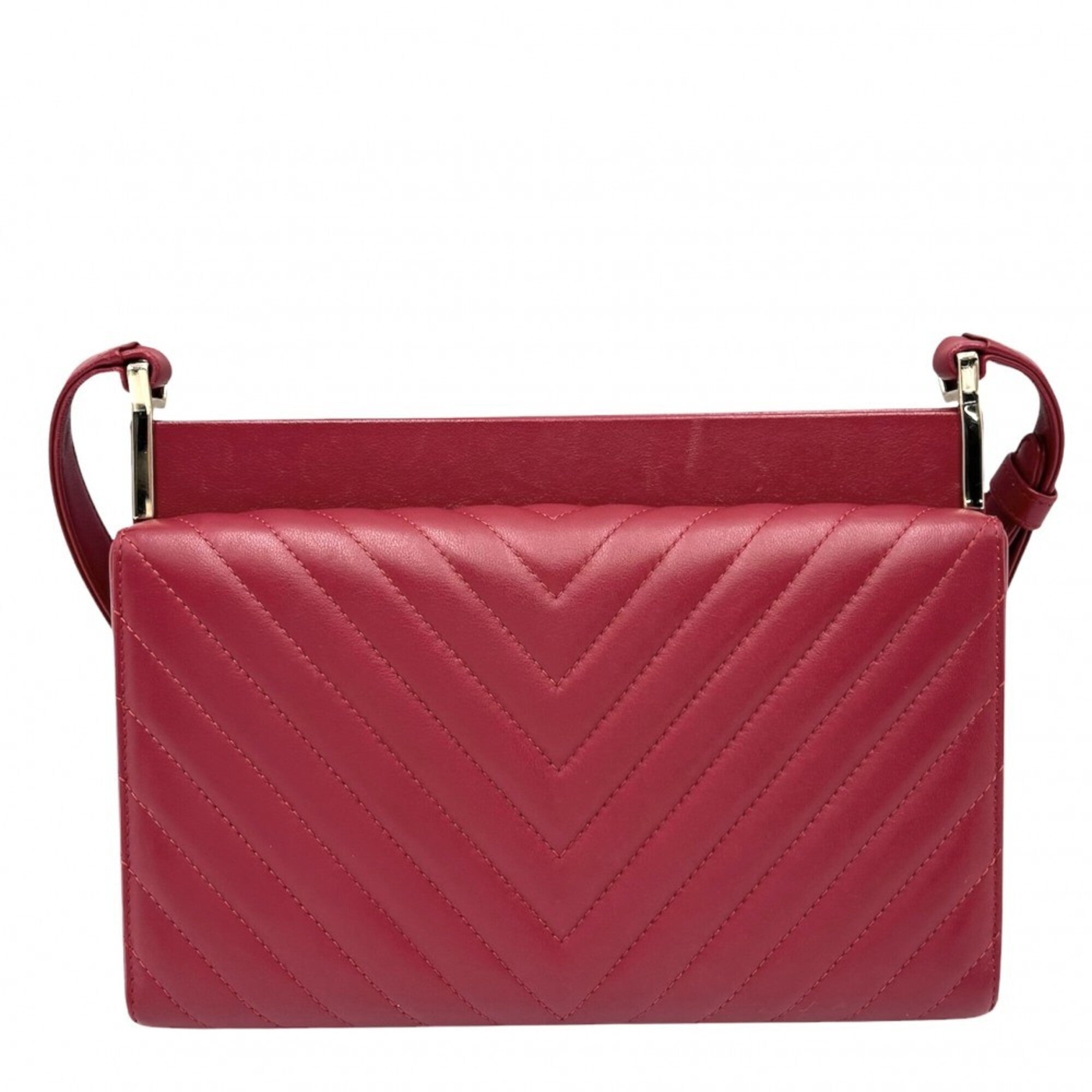 Chanel Red Color Leather Shoulder Bag (Pre-Owned)
