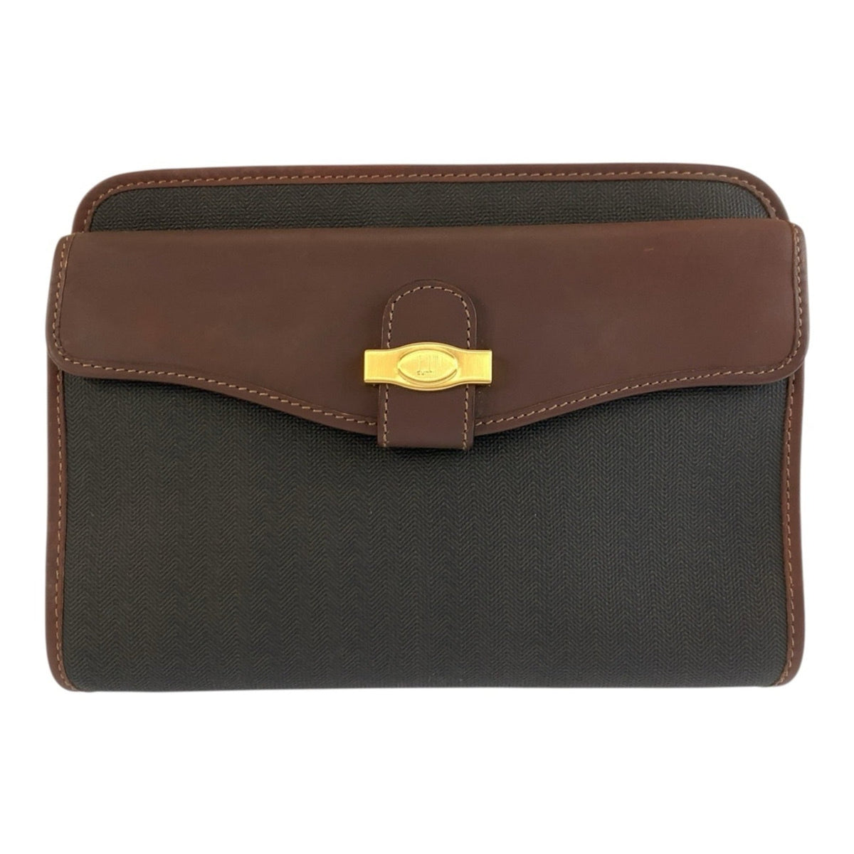 Dunhill Black Brown Pvc Leather Clutch Bag (Pre-Owned)