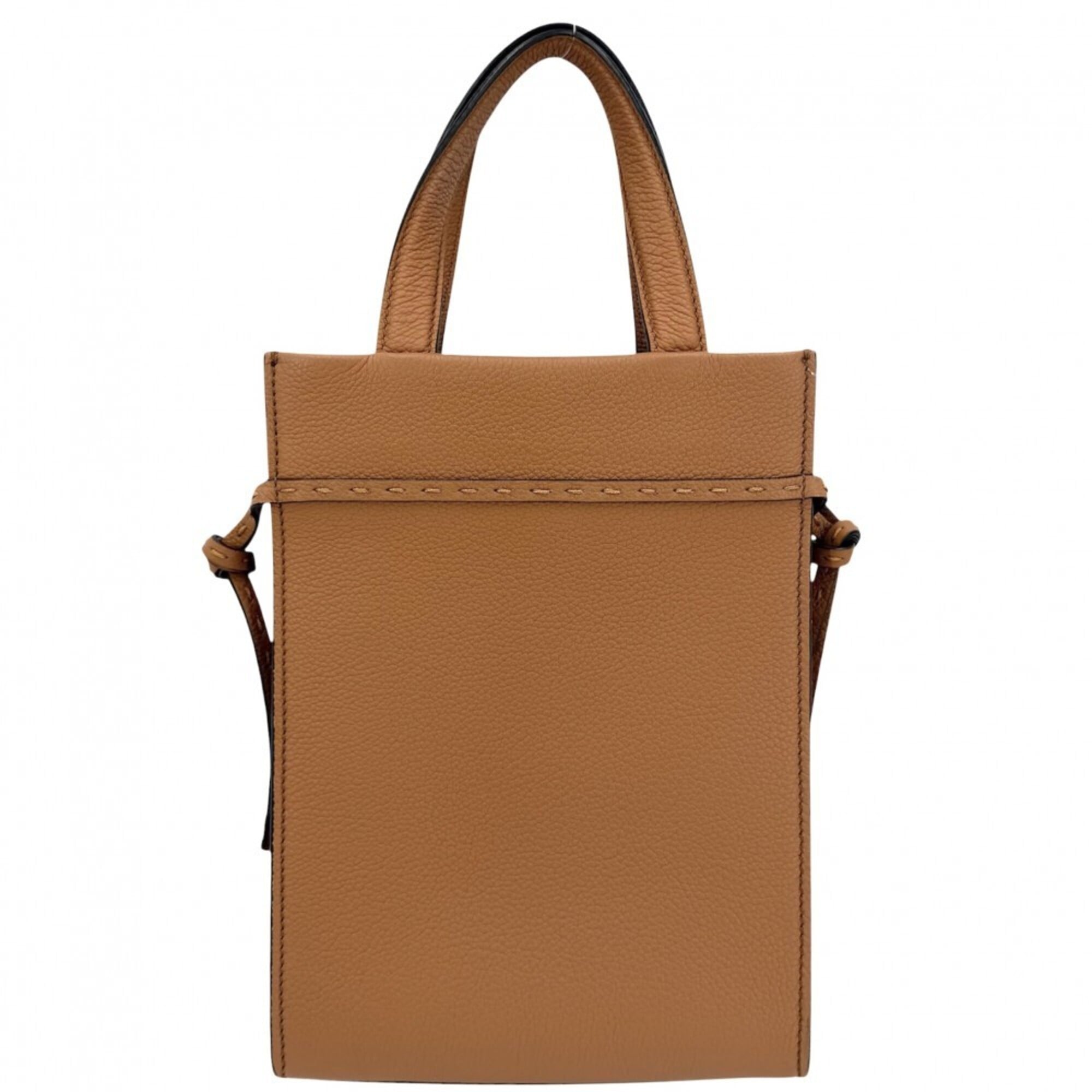 Fendi Brown Leather Handbag Shoulder Bag (Pre-Owned)