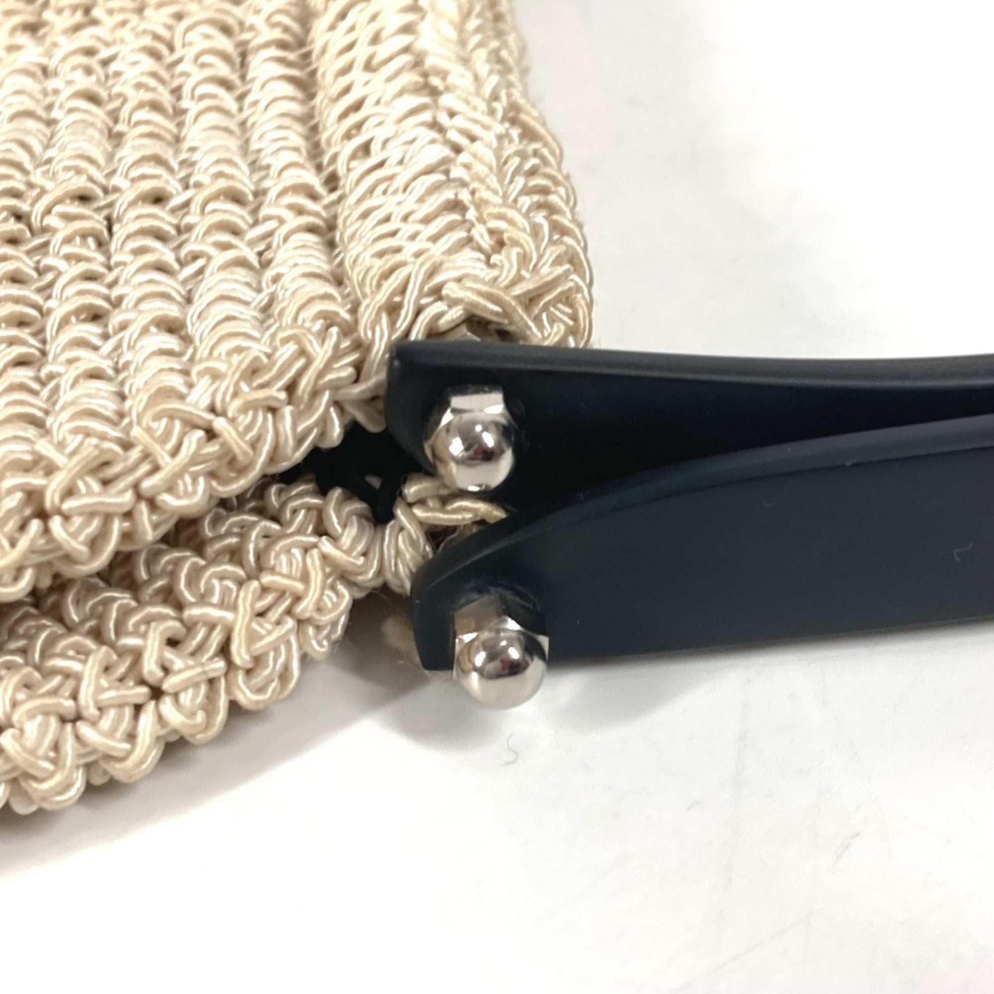 Chanel Beige Black Mesh Handbag (Pre-Owned)