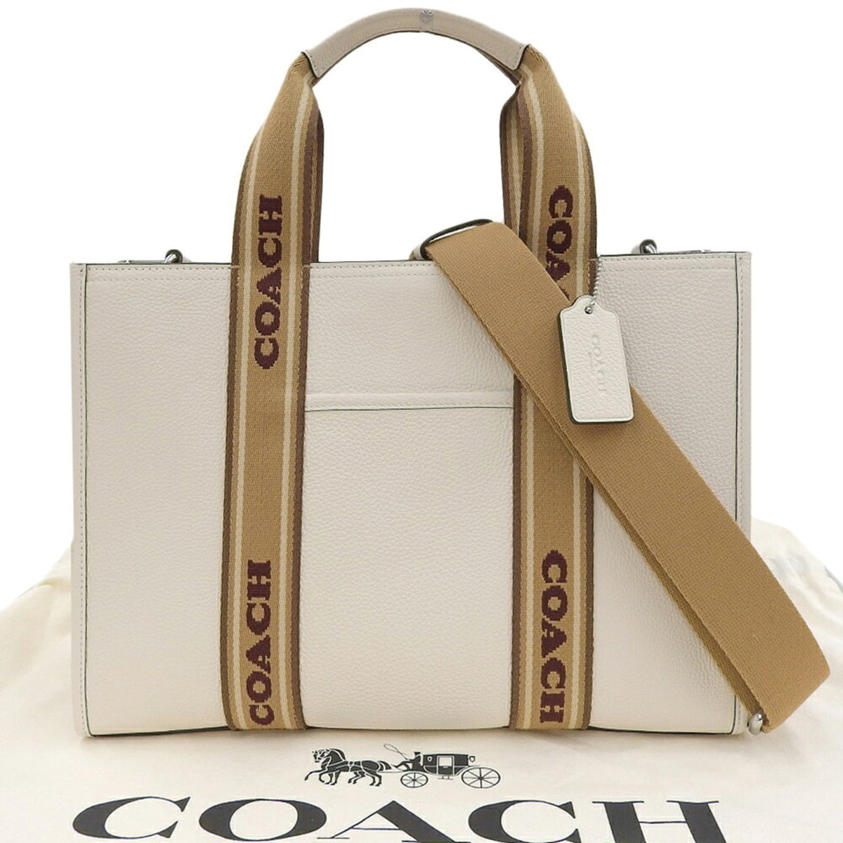Coach Brown Ivory Leather Canvas Handbag Shoulder Bag (Pre-Owned)