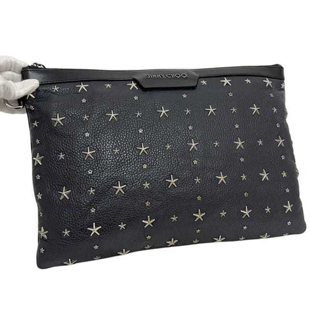 Jimmy Choo Black Leather Clutch Bag (Pre-Owned)
