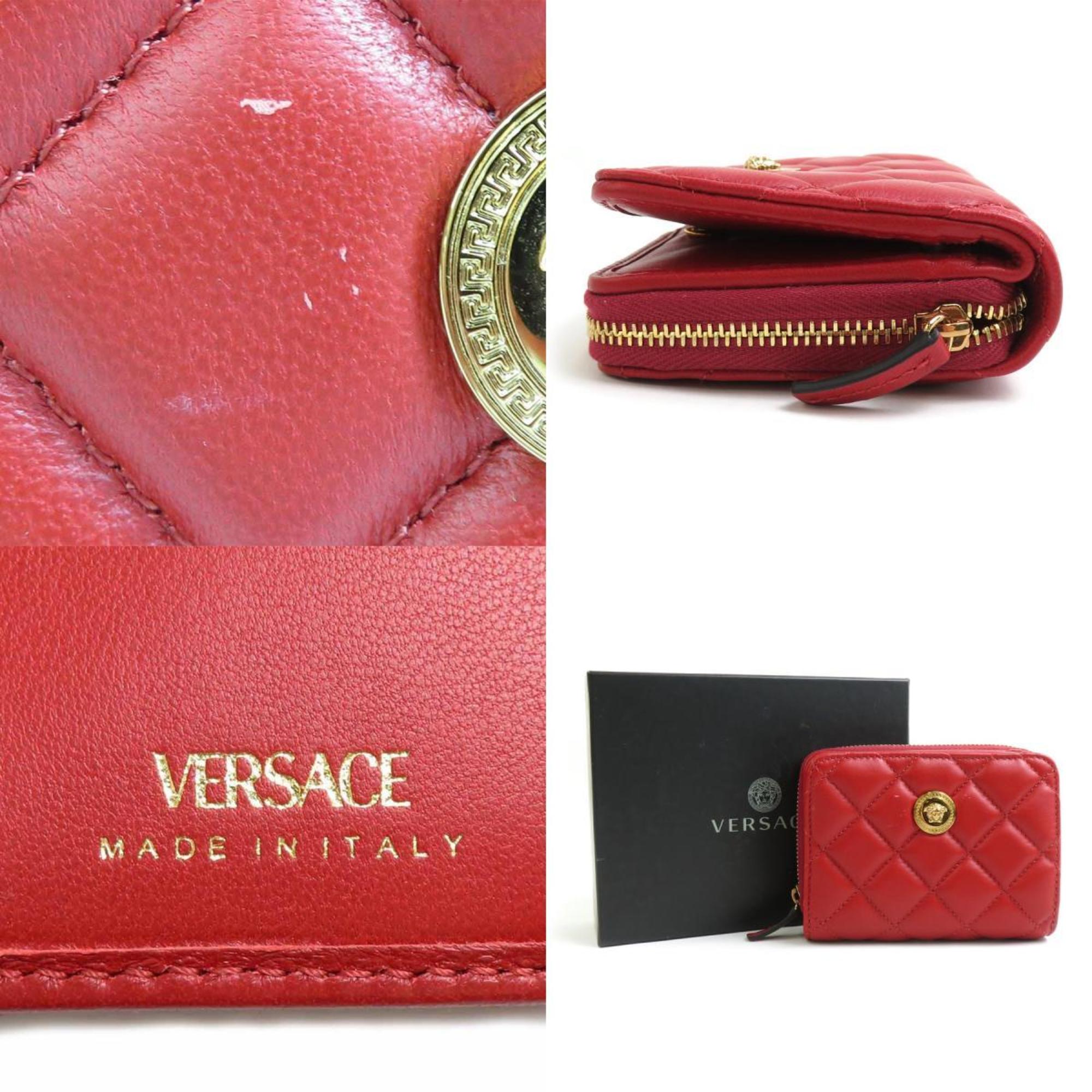 Versace Red Color Leather Wallet (Bi-Fold) (Pre-Owned)