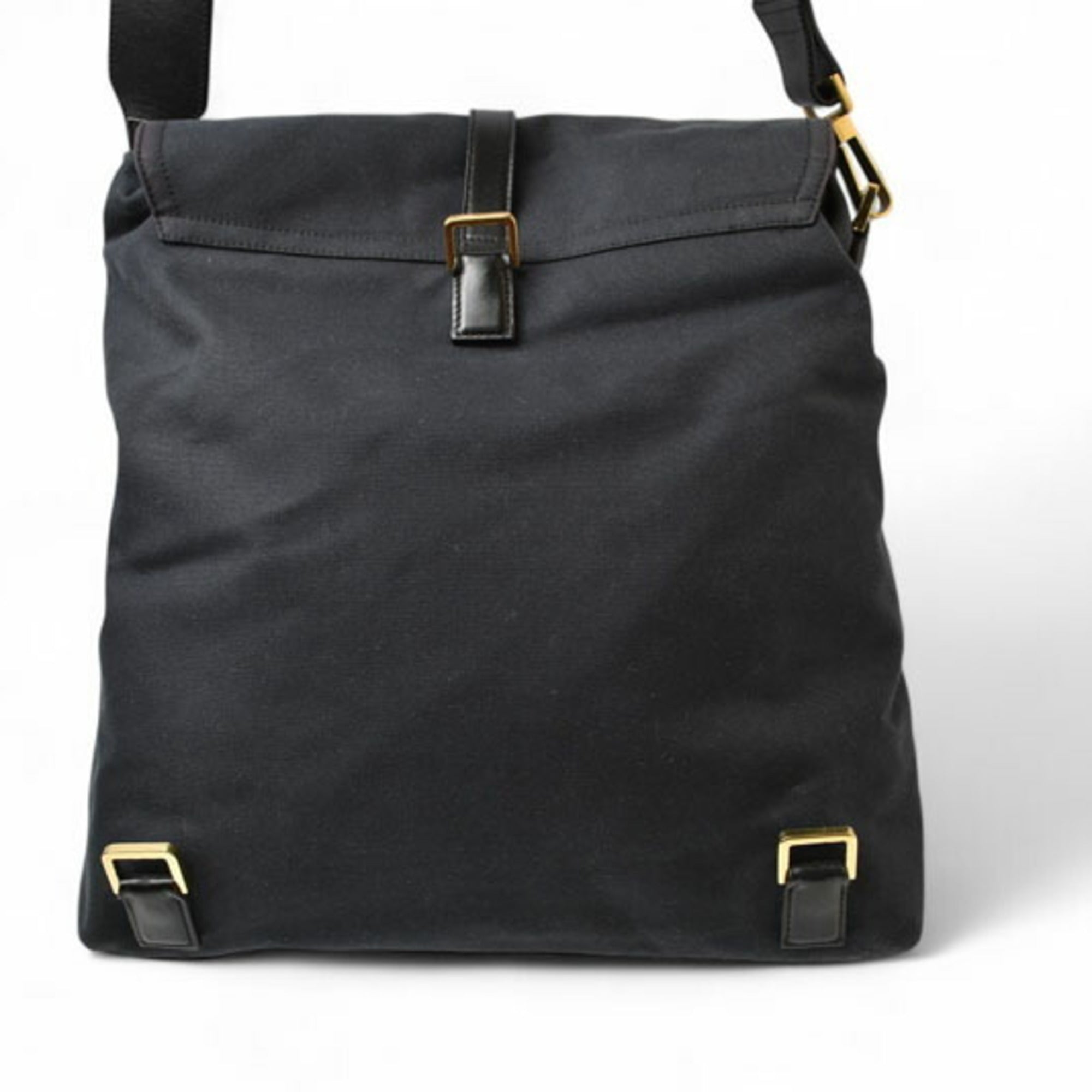 Gucci Black Cotton Canvas Shoulder Bag Sling Bag (Pre-Owned)