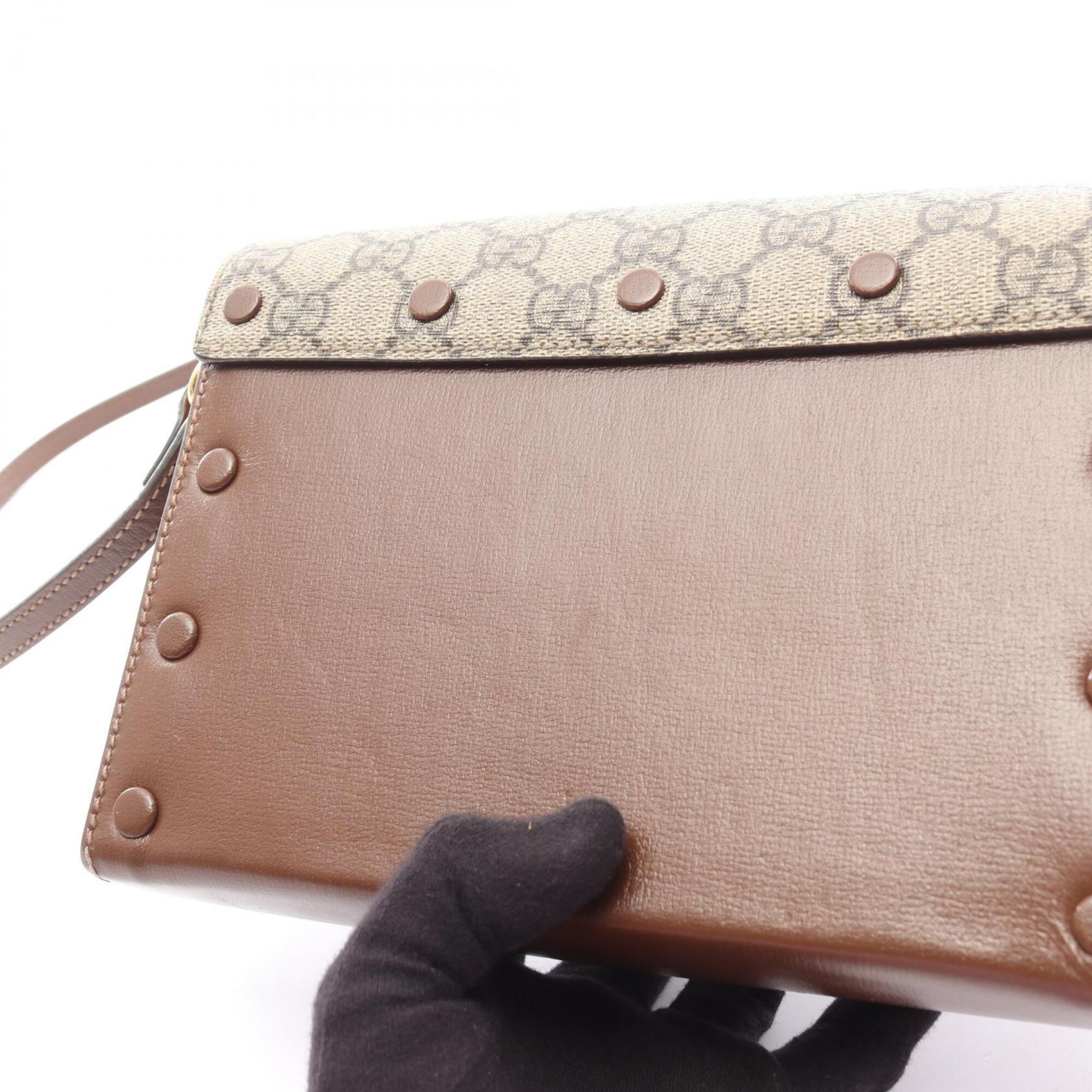 Gucci Beige Brown Red Color Gg Supreme Shoulder Bag (Pre-Owned)