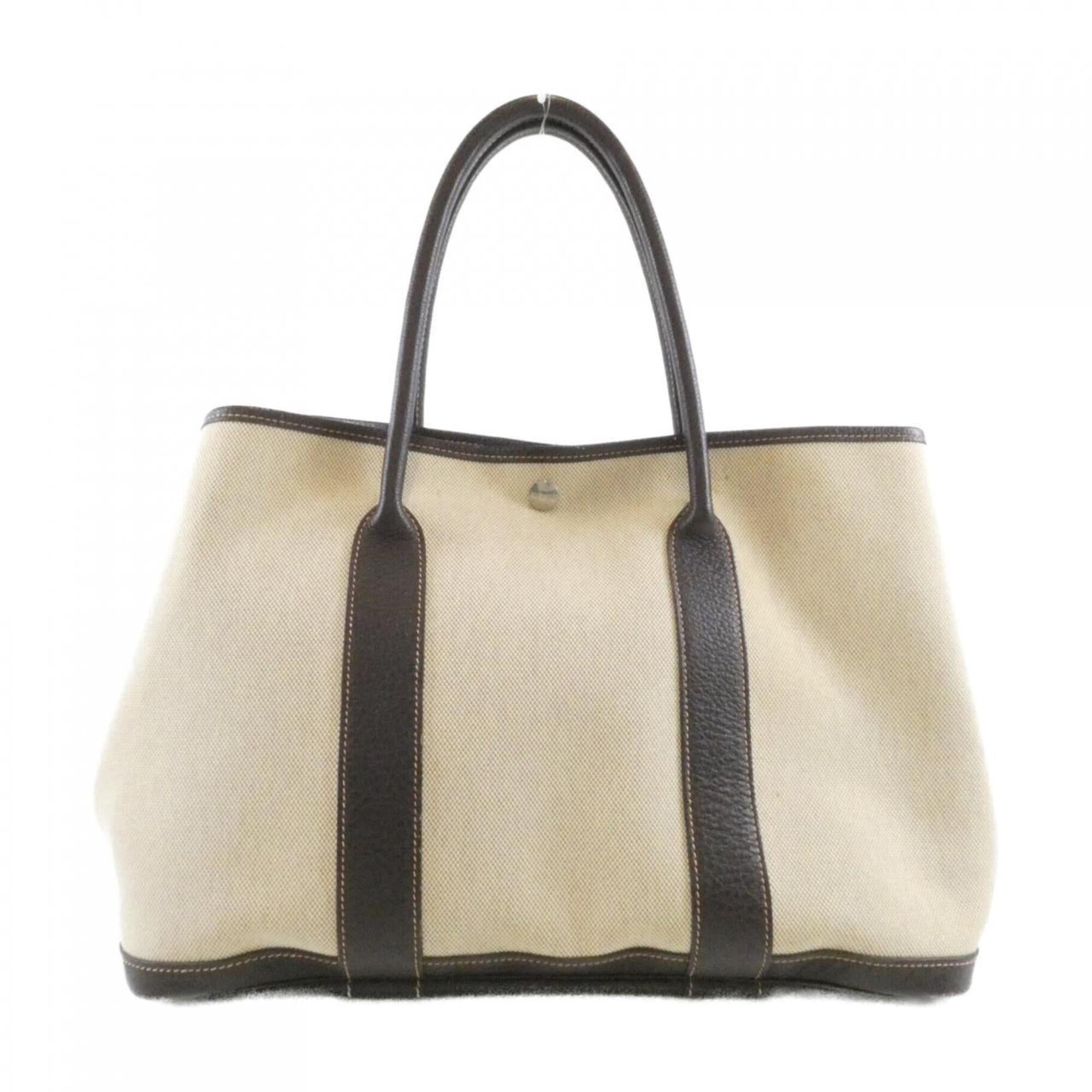 Hermes Brown Toile H Buffle Skipper Leather Handbag (Pre-Owned)