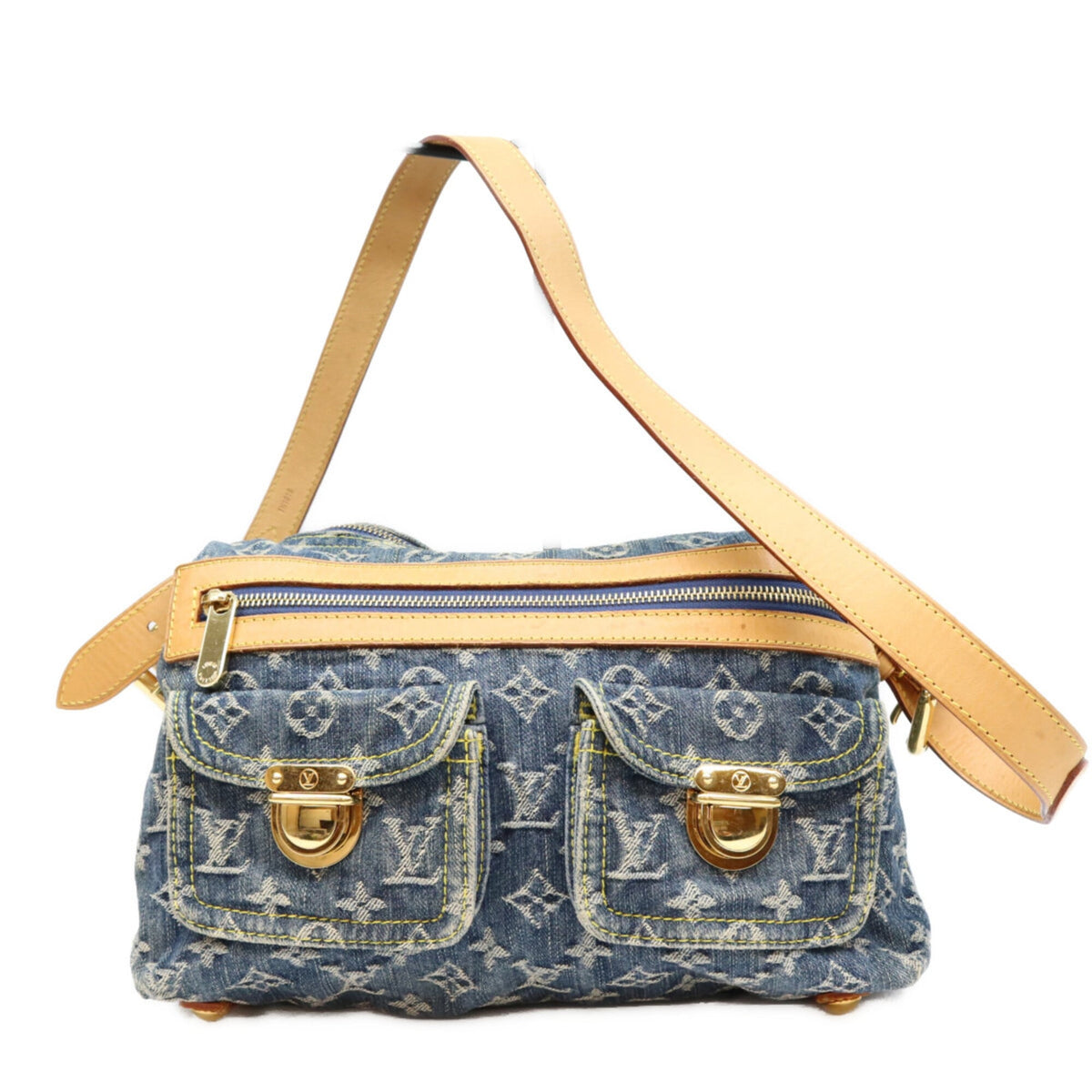 Louis Vuitton Gold Monogram Denim Shoulder Bag (Pre-Owned)