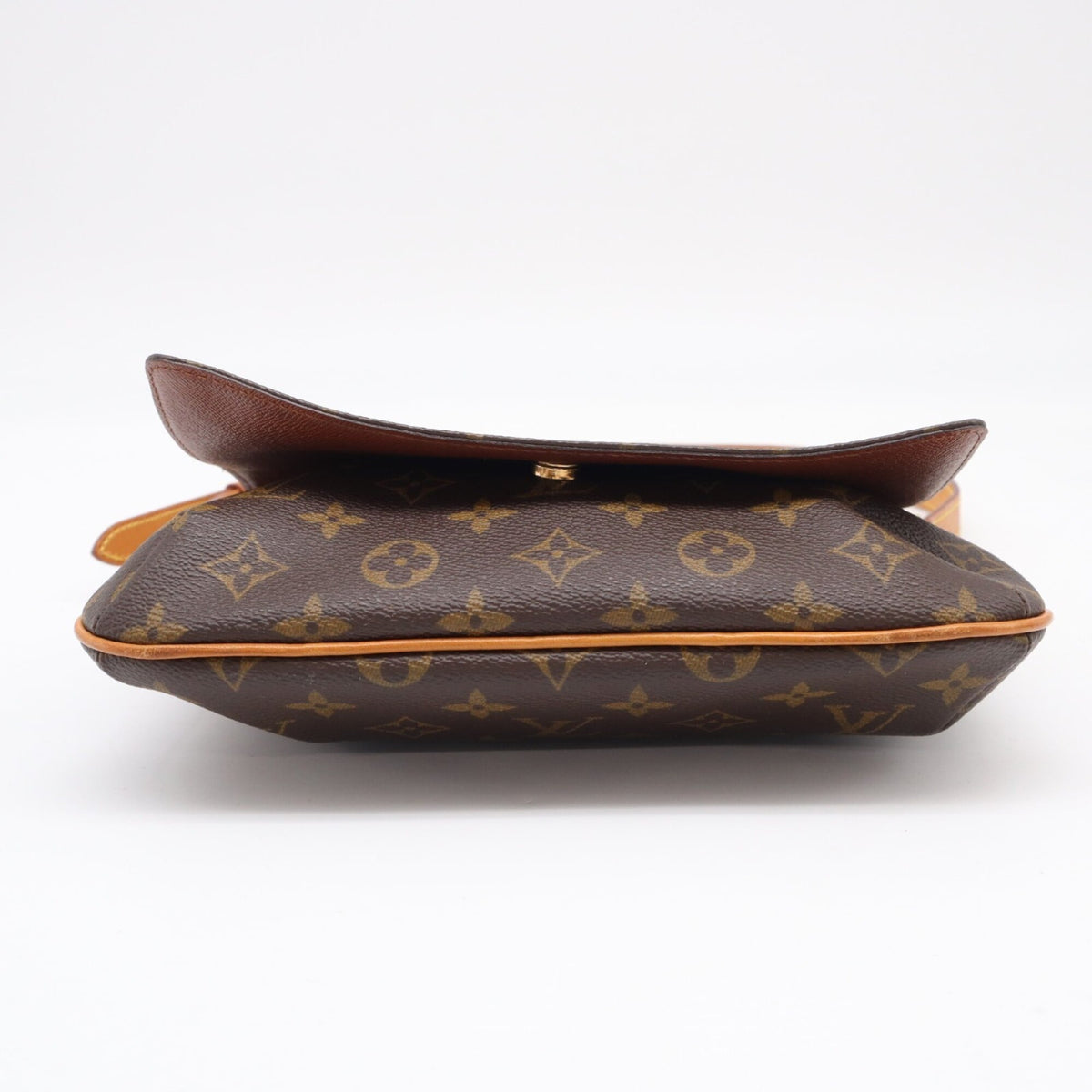 Louis Vuitton Beige Brown Coated Canvas Leather Shoulder Bag (Pre-Owned)
