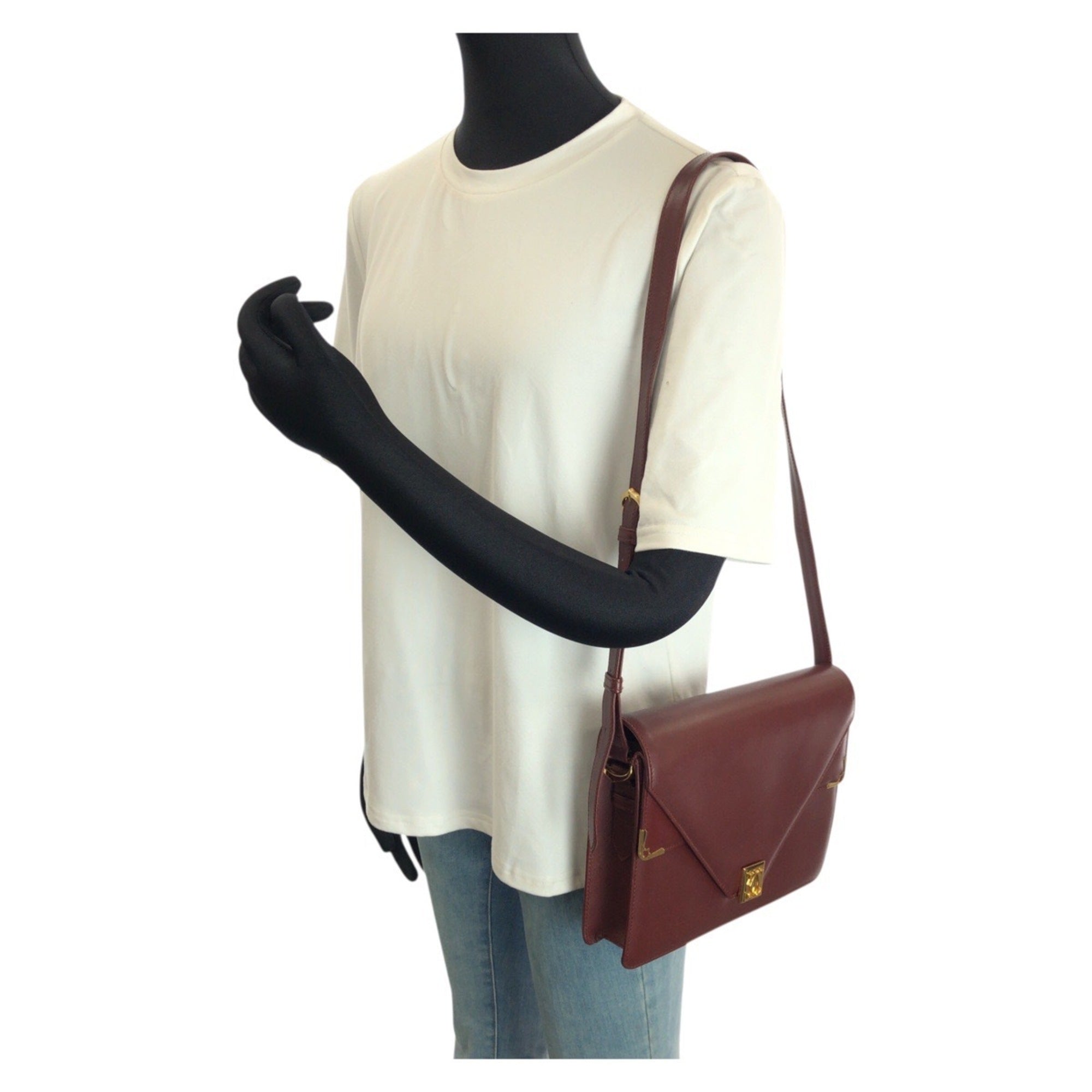 Cartier Bordeaux Wine Red Leather Shoulder Bag (Pre-Owned)
