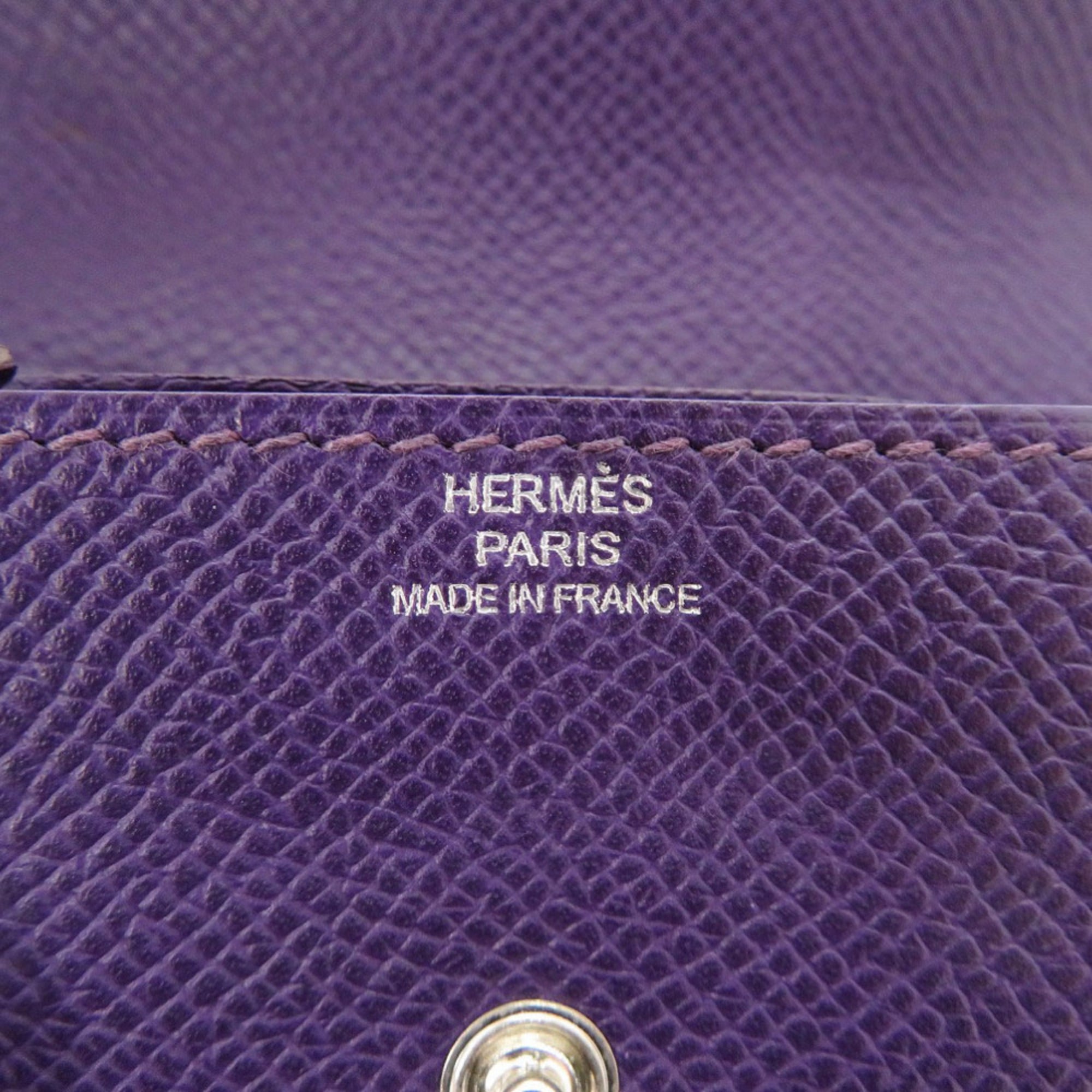 Hermes Purple Epsom Leather Coin Purse/Coin Case (Pre-Owned)