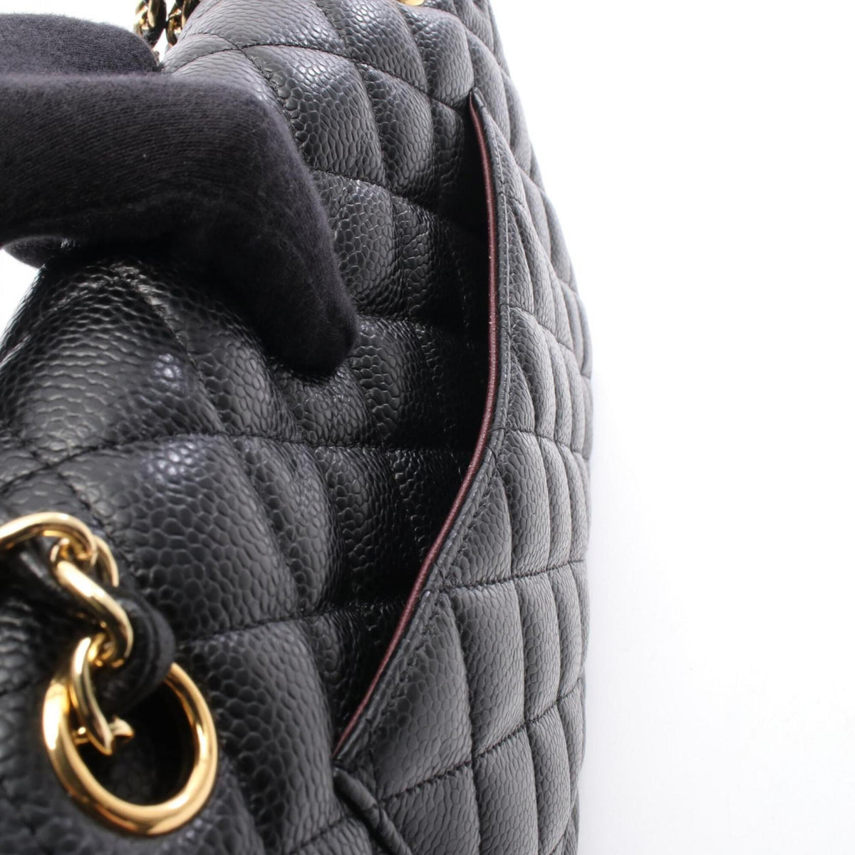 Chanel Black Grained Calfskin Handbag Shoulder Bag (Pre-Owned)