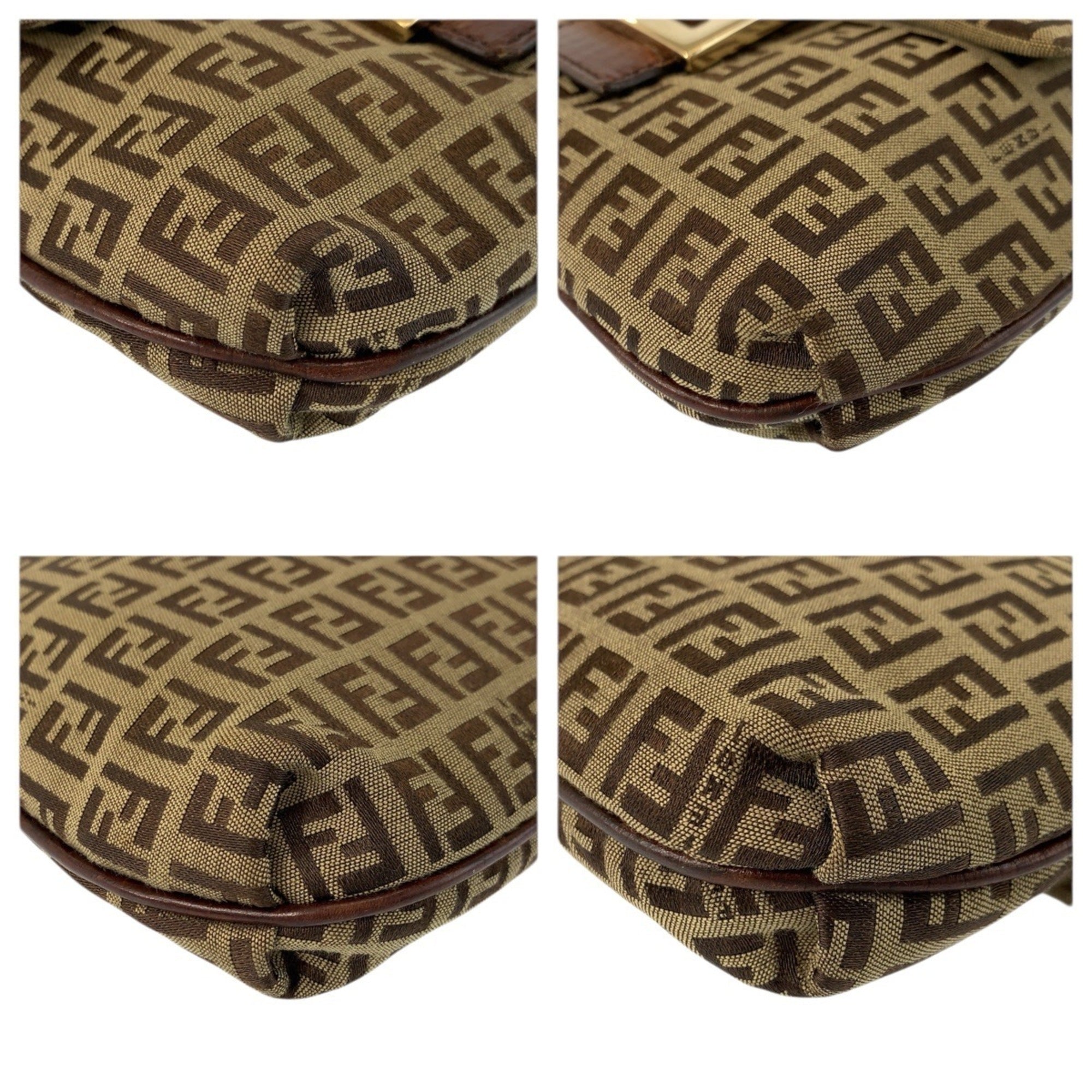 Fendi Brown Canvas Leather Pochette Shoulder Bag (Pre-Owned)