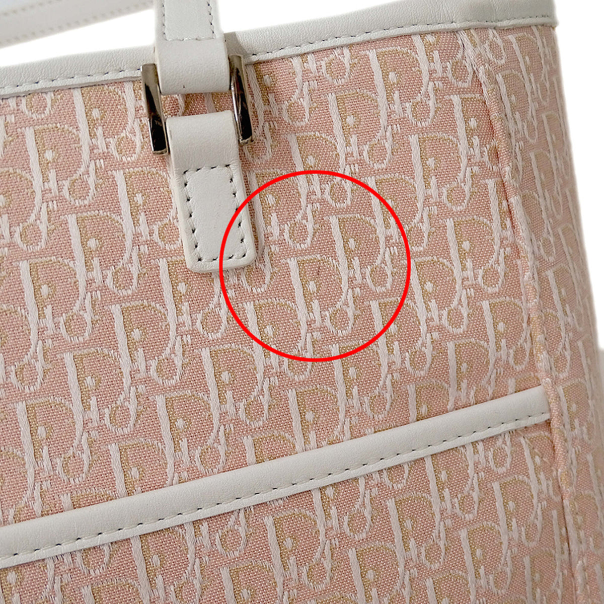 Christian Dior Pink White Canvas Handbag Tote Bag (Pre-Owned)