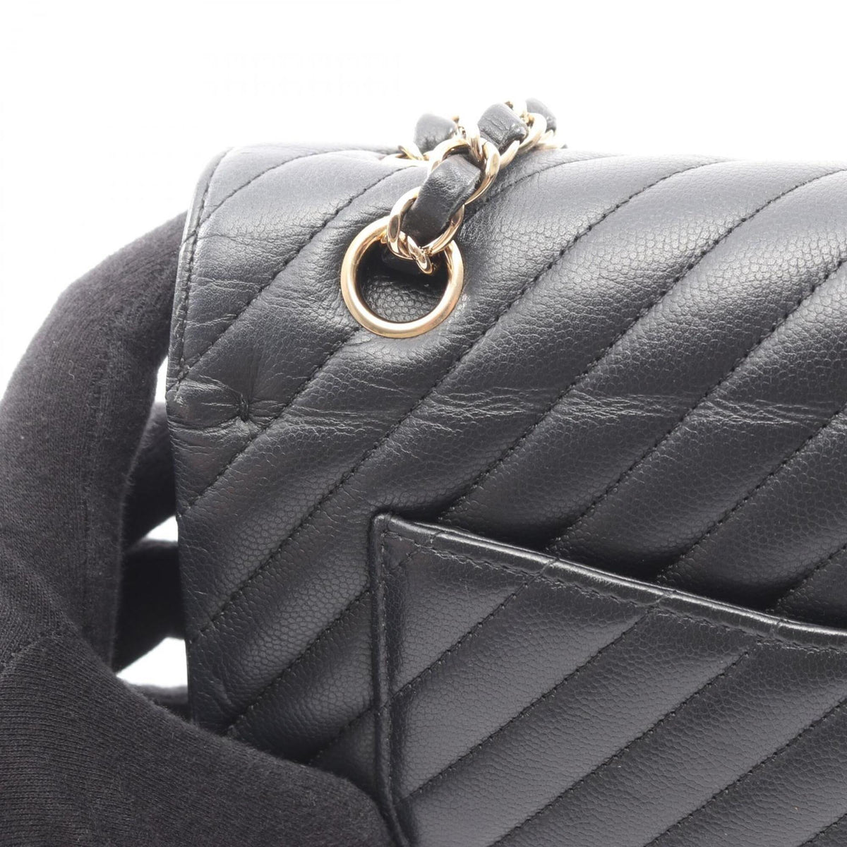 Chanel Black Grained Calfskin Handbag Shoulder Bag (Pre-Owned)