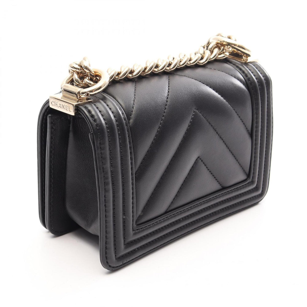 Chanel Black Leather Handbag Shoulder Bag (Pre-Owned)