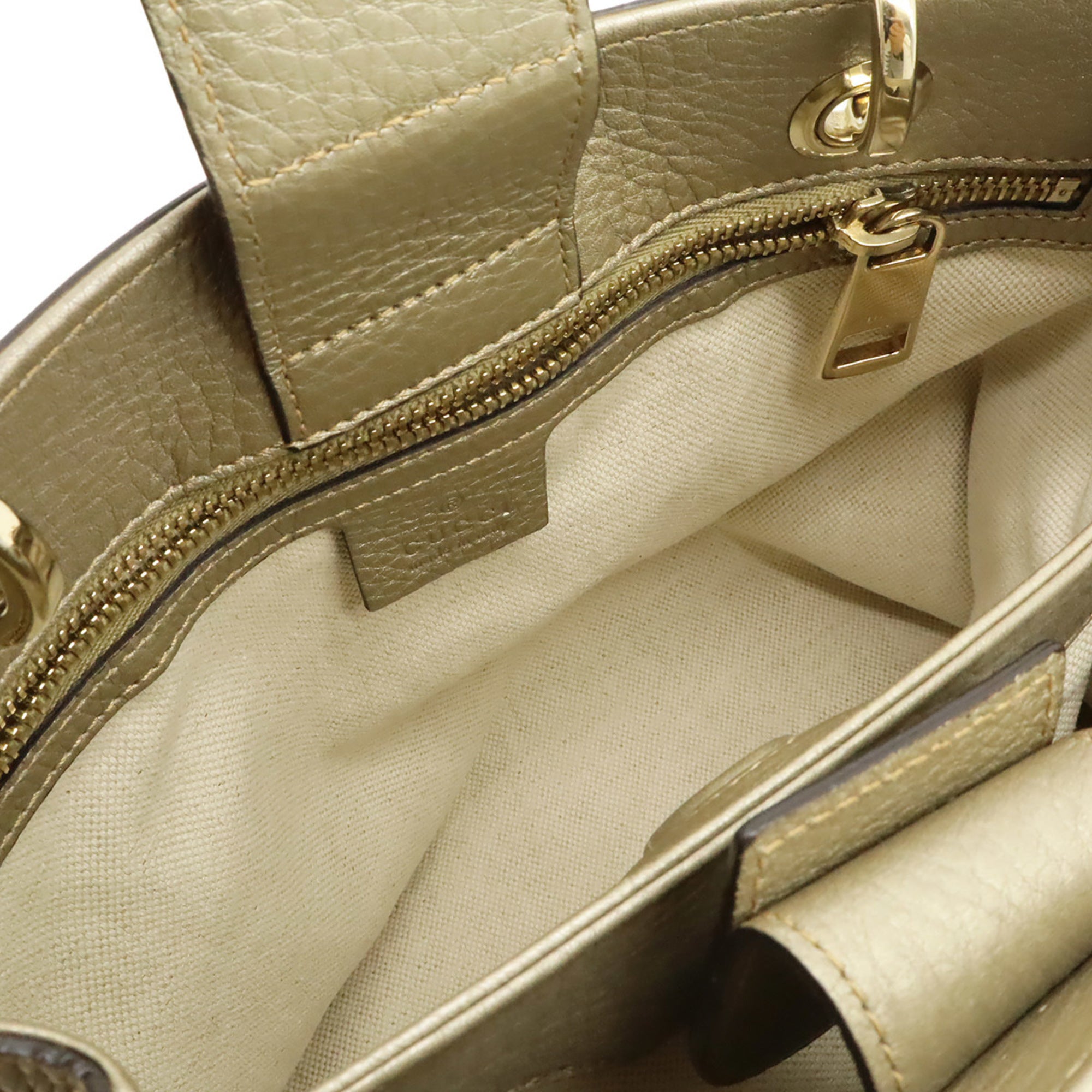 Gucci Champagne Gold Bamboo Leather Handbag Shoulder Bag (Pre-Owned)