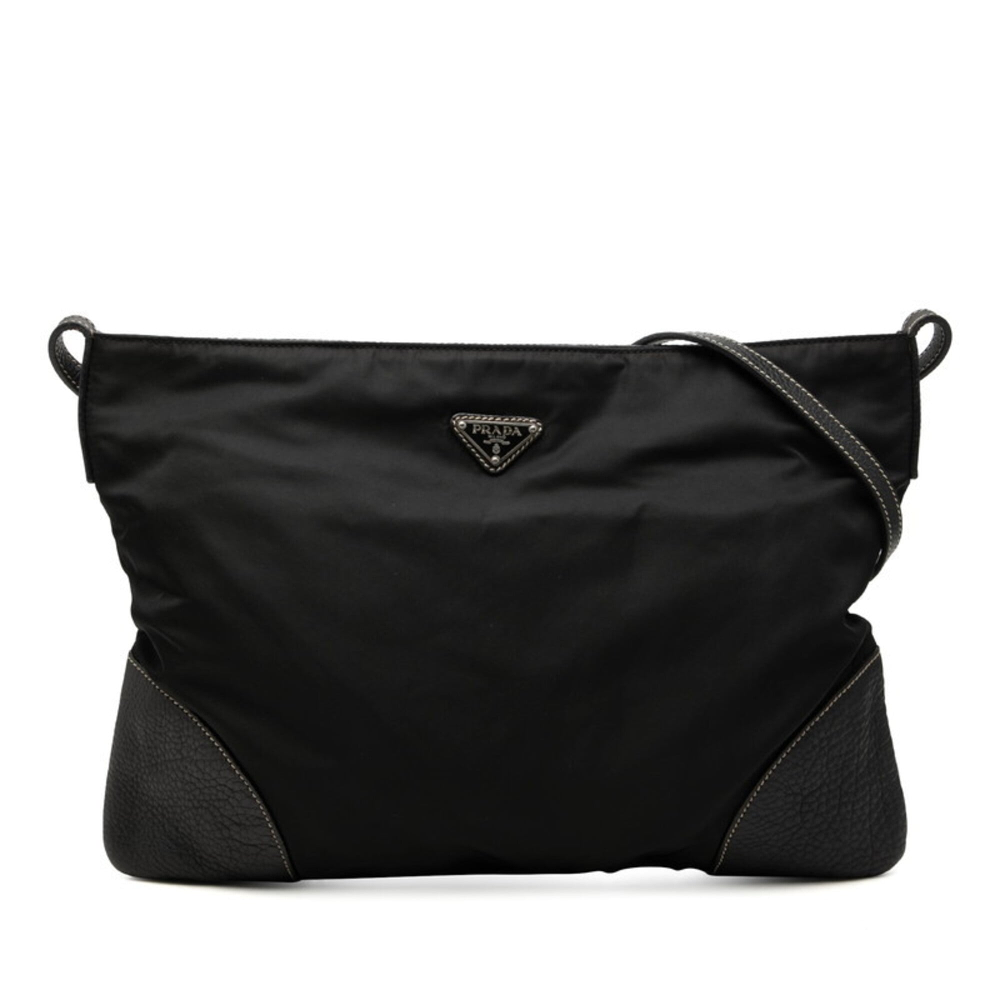 Prada Black Nylon Leather Shoulder Bag (Pre-Owned)