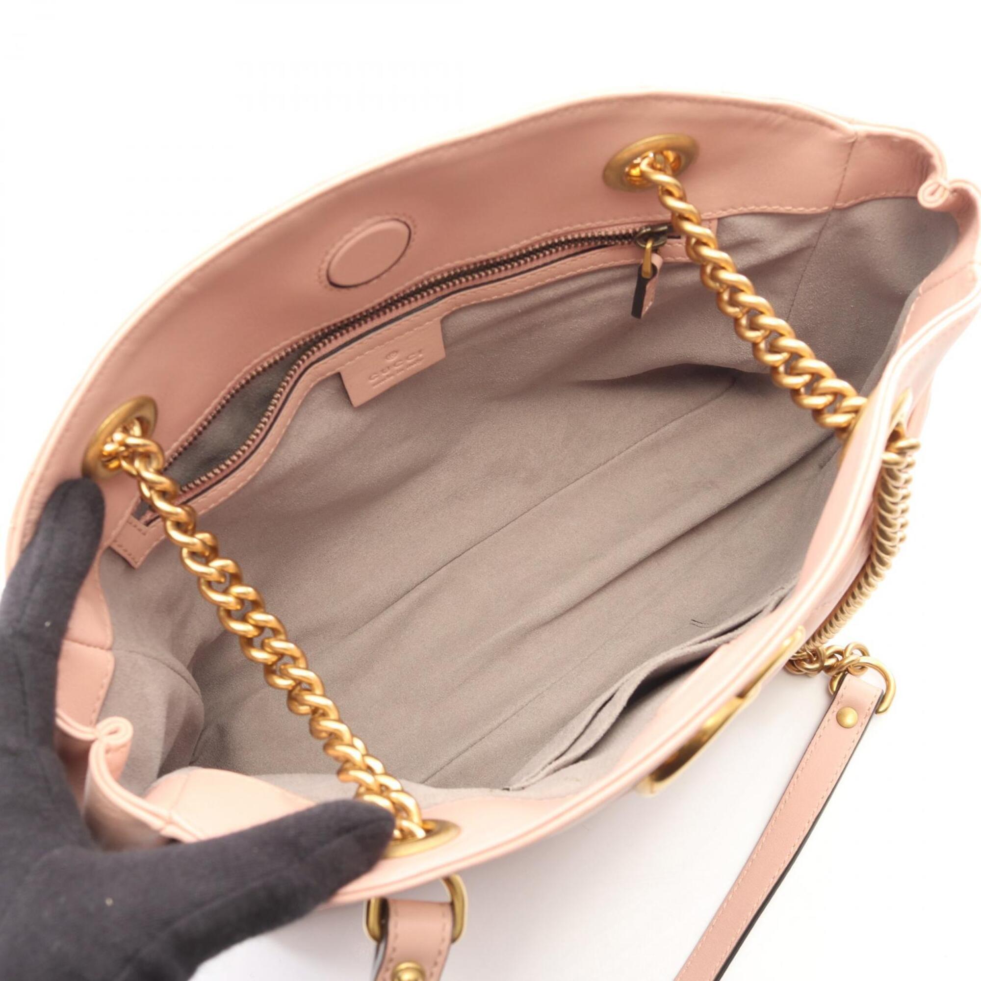 Gucci Gg Marmont Pink Leather Handbag Shoulder Bag (Pre-Owned)