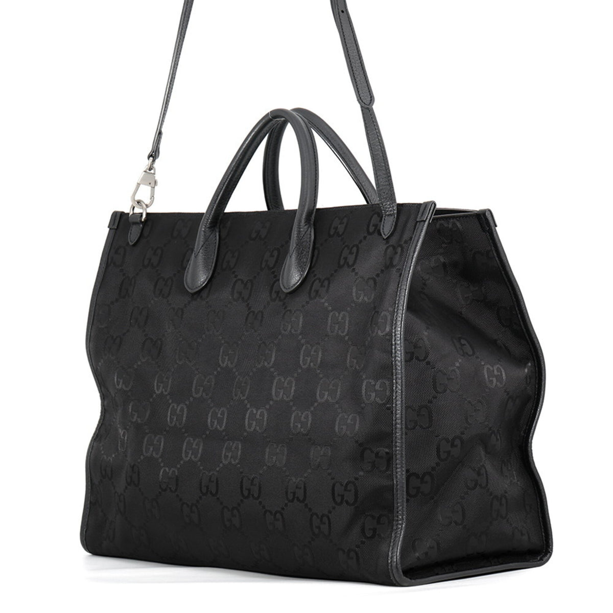 Gucci Black Nylon Leather Shoulder Bag Tote Bag (Pre-Owned)