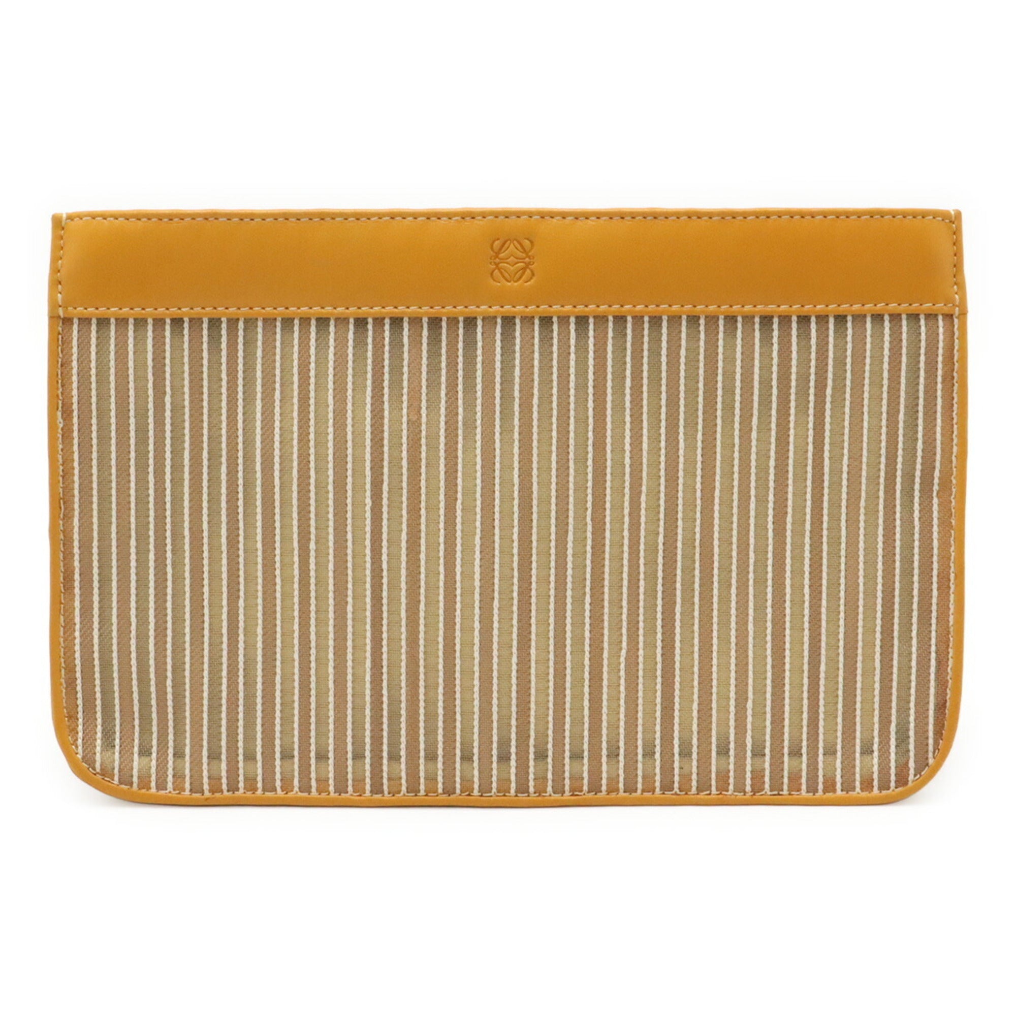 Loewe Mustard Mesh Leather Clutch Bag Pouch (Pre-Owned)