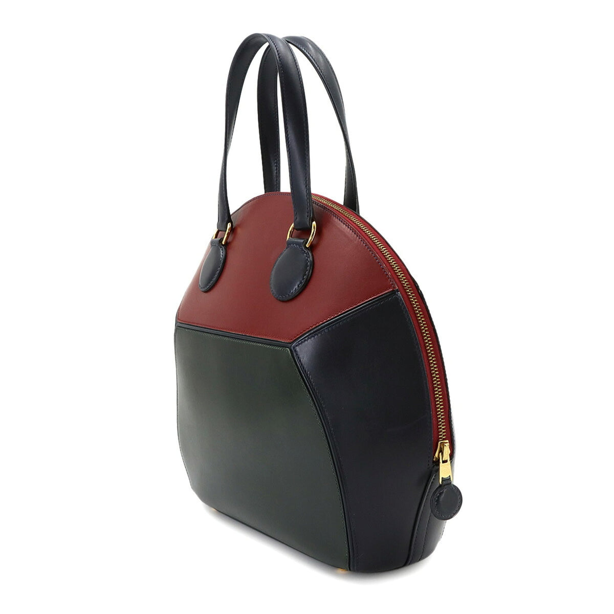 Hermes Blue Indigo Green Rouge H Box Calf Leather Handbag (Pre-Owned)