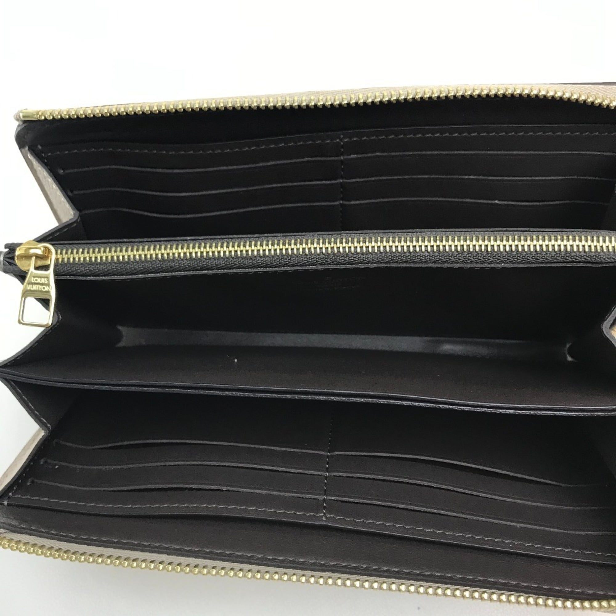 Louis Vuitton Monogram Beige Leather Long Wallet (Bi-Fold) (Pre-Owned)
