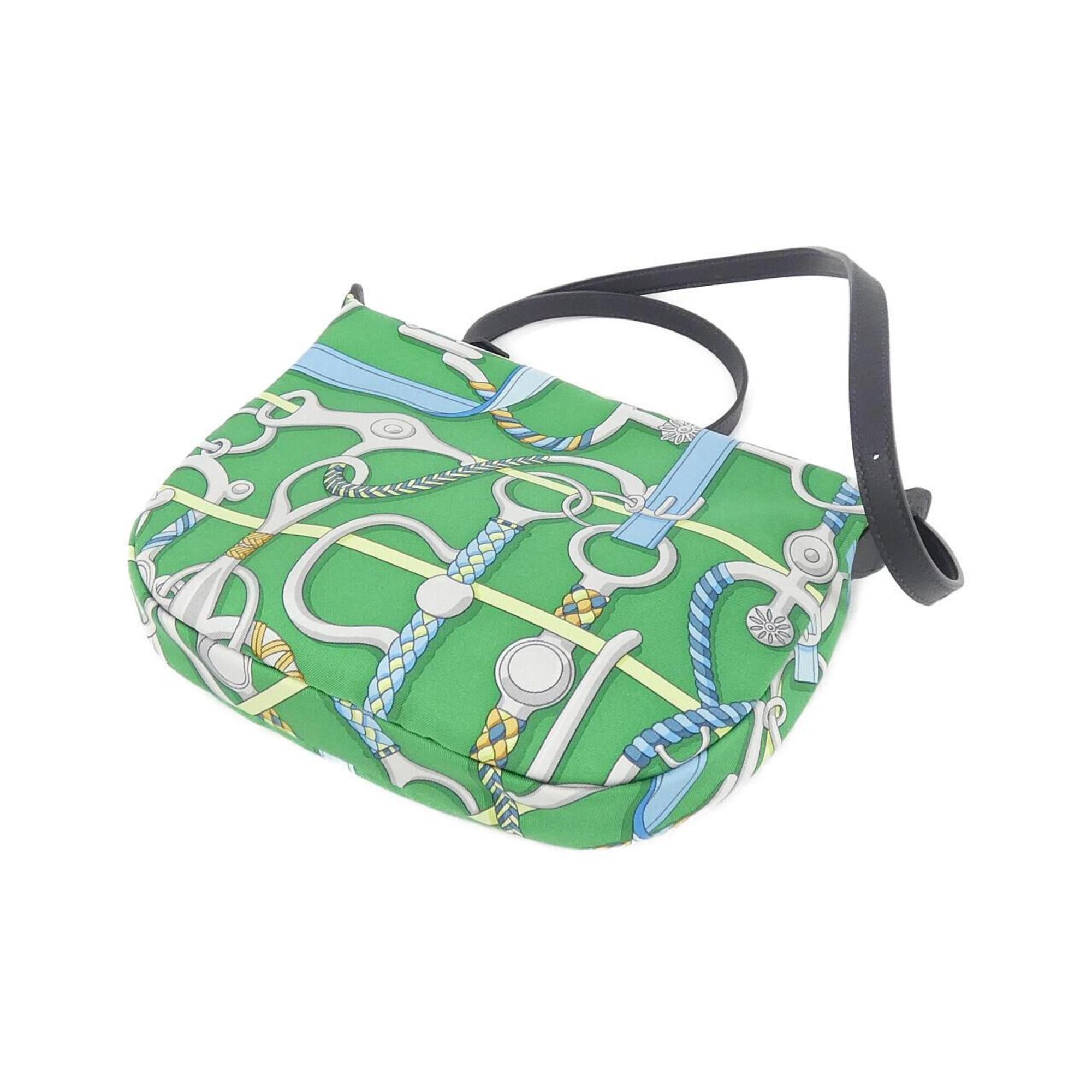 Hermes Celeste Vert Silk Swift Leather Handbag Pouch (Pre-Owned)