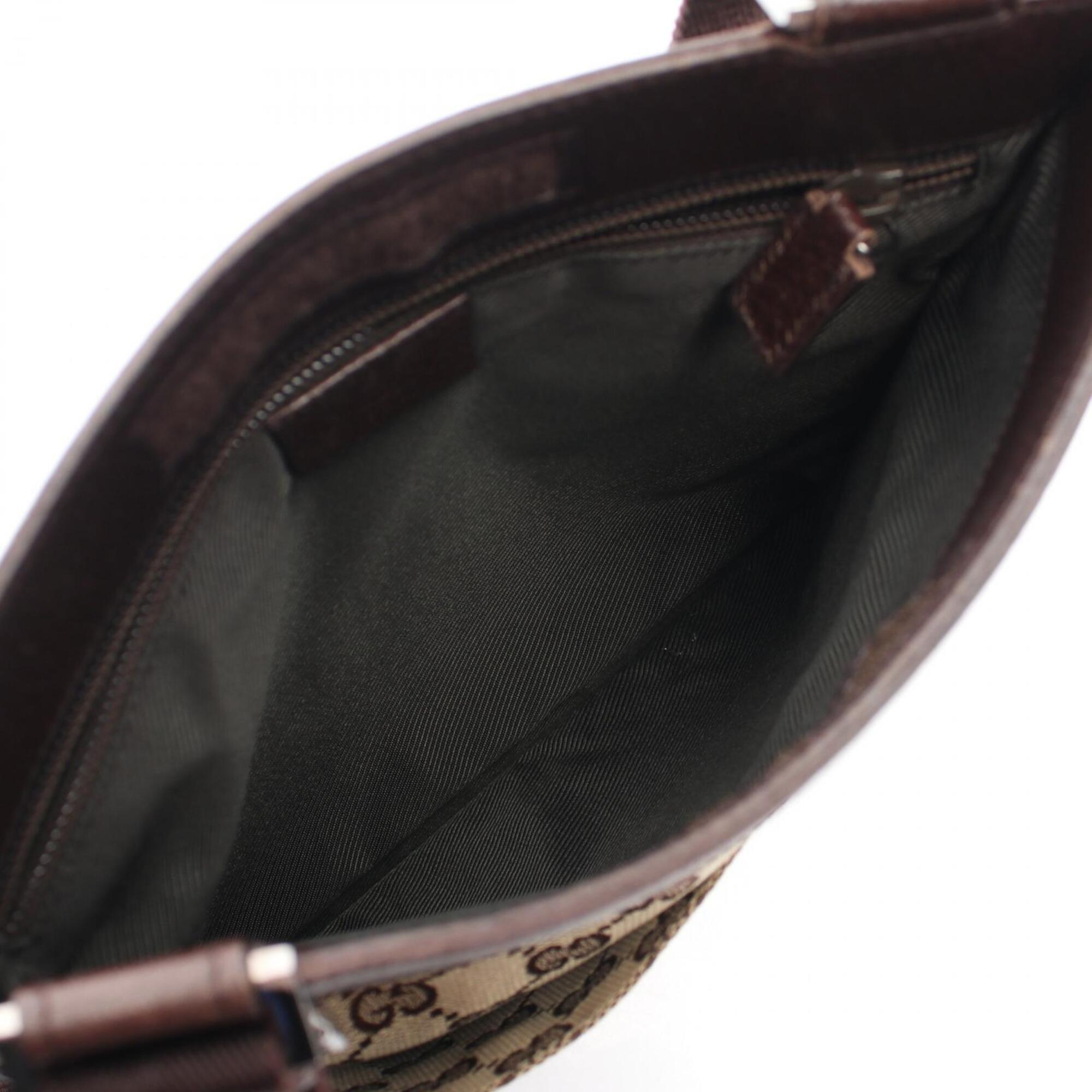 Gucci Beige Brown Canvas Leather Handbag Shoulder Bag (Pre-Owned)