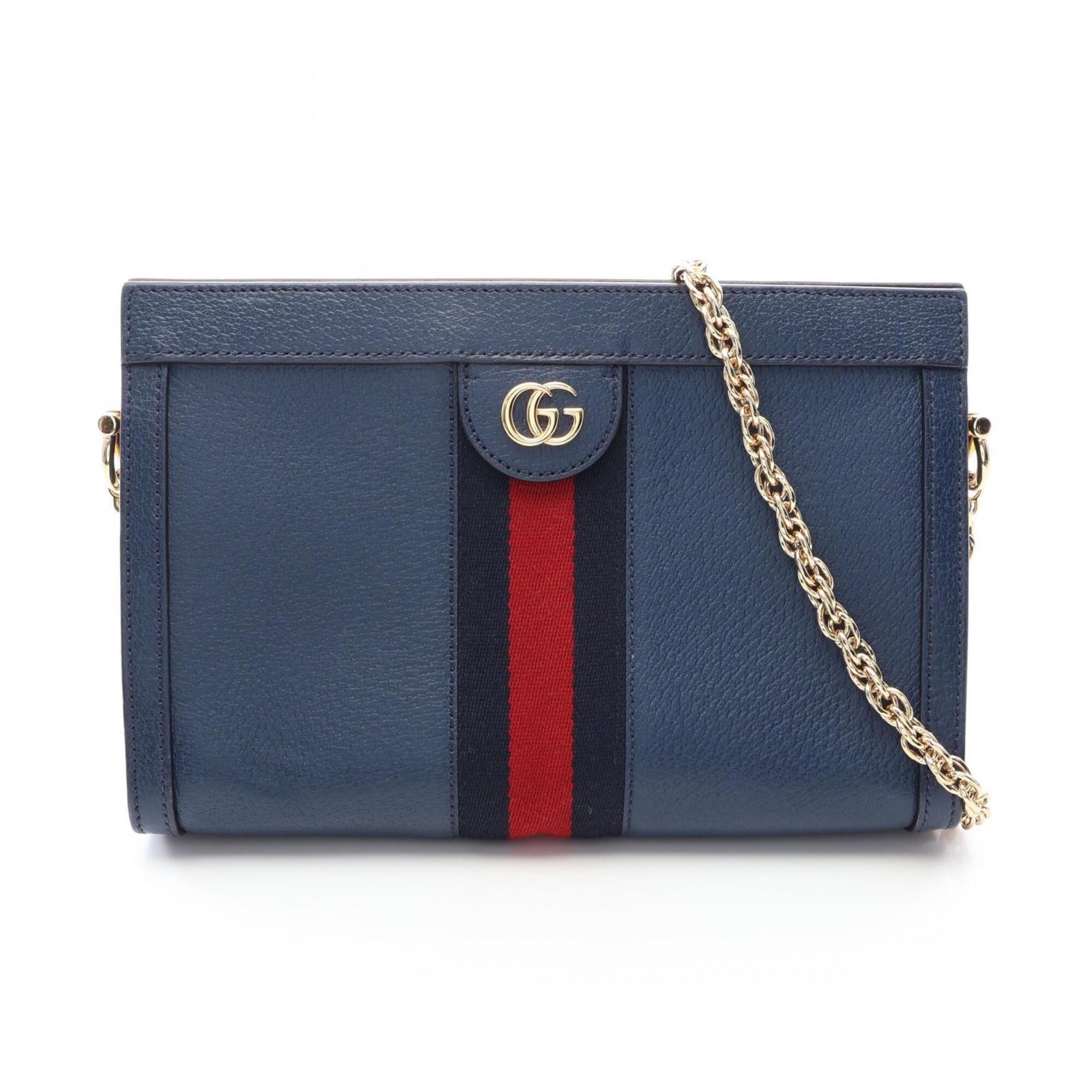 Gucci Navy Leather Handbag Shoulder Bag (Pre-Owned)