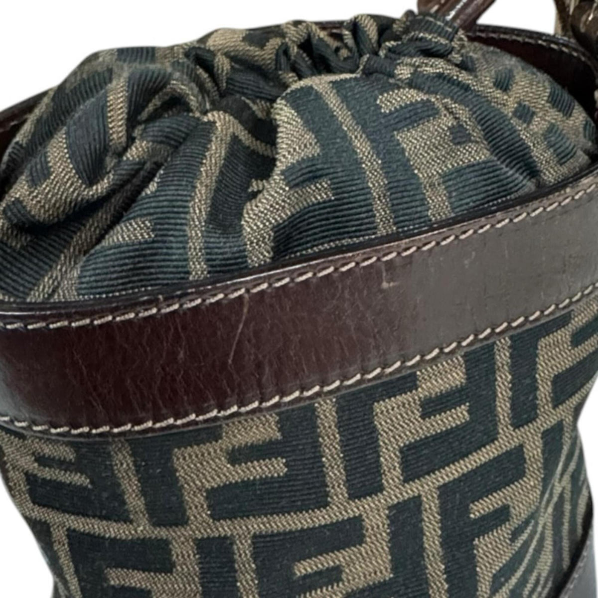 Fendi Black Brown Canvas Leather Handbag (Pre-Owned)