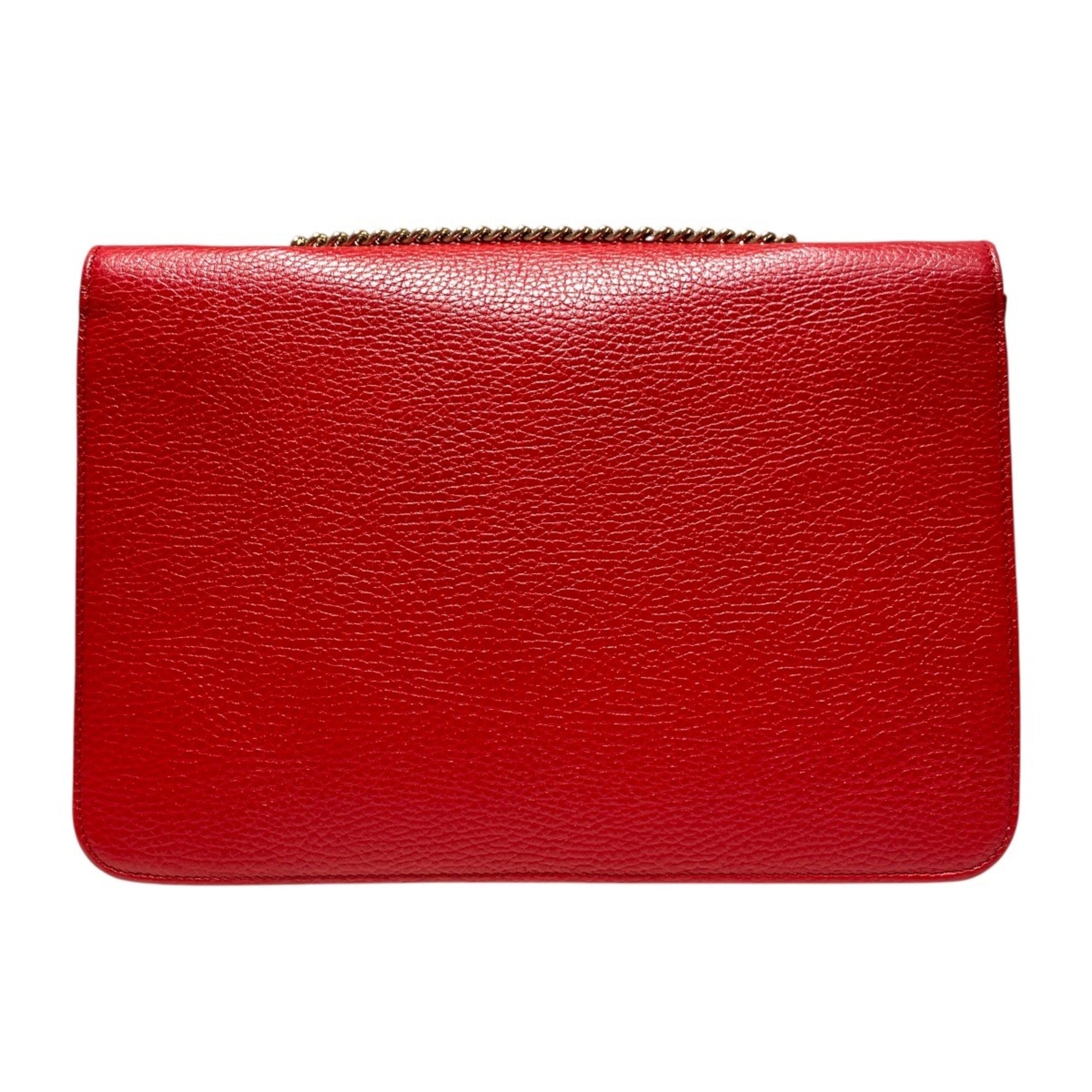 Gucci Red Color Leather Shoulder Bag (Pre-Owned)