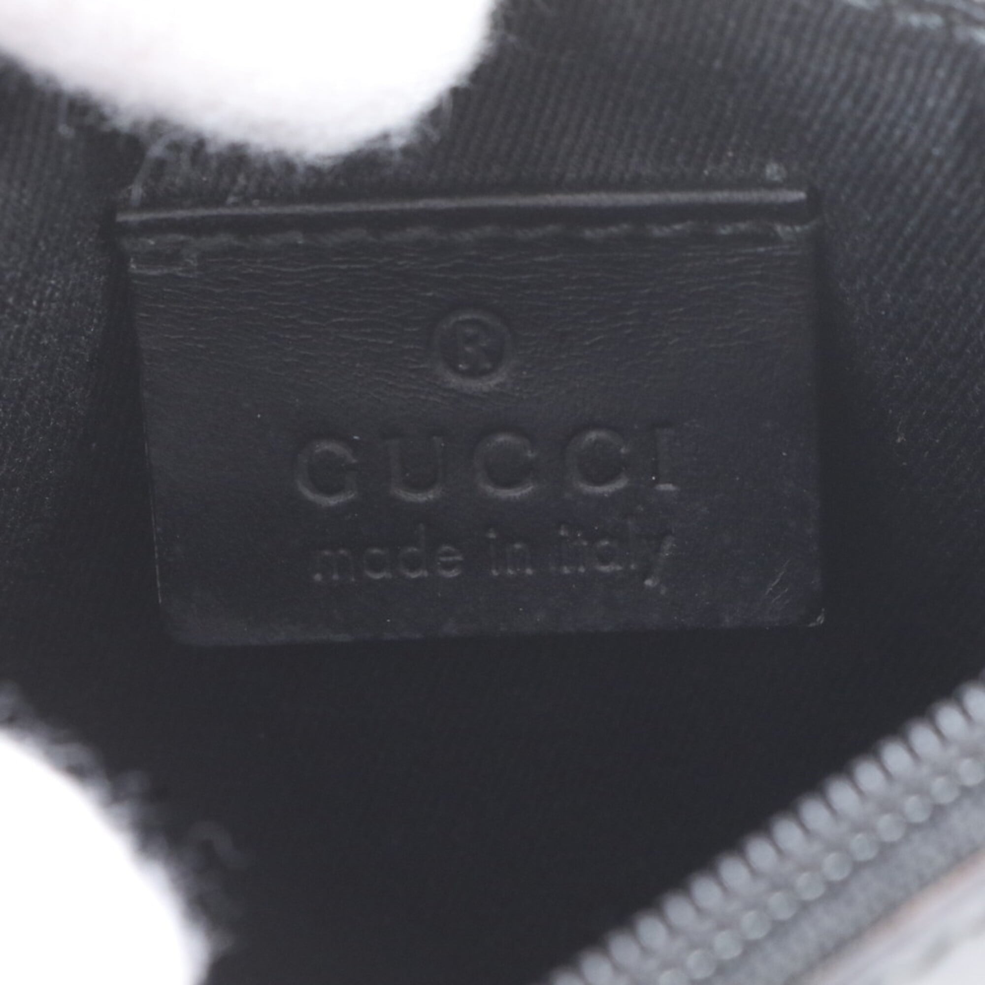 Gucci Black Leather Canvas Handbag Pouch (Pre-Owned)