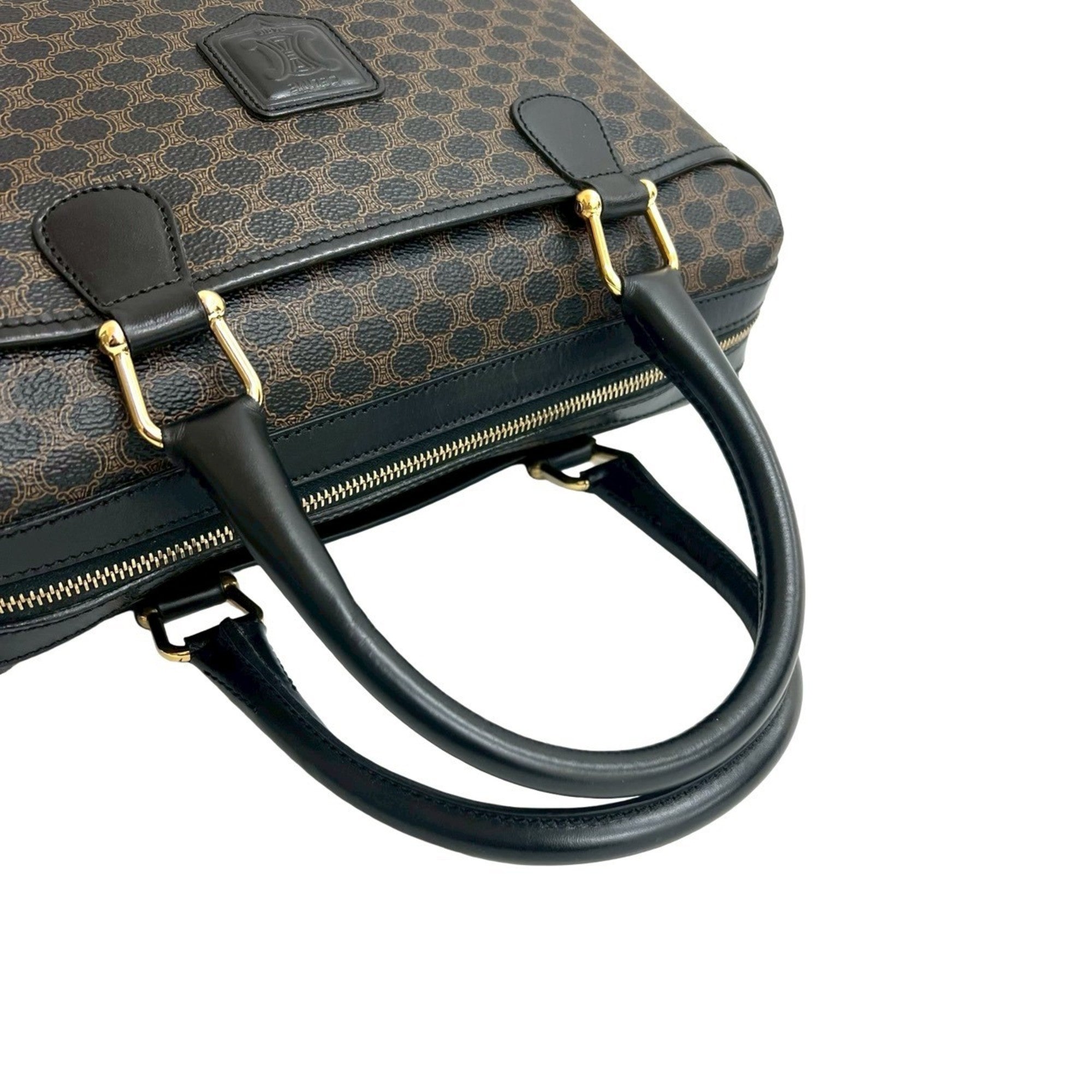 Celine Black Brown Leather Pvc Boston Bag Handbag (Pre-Owned)