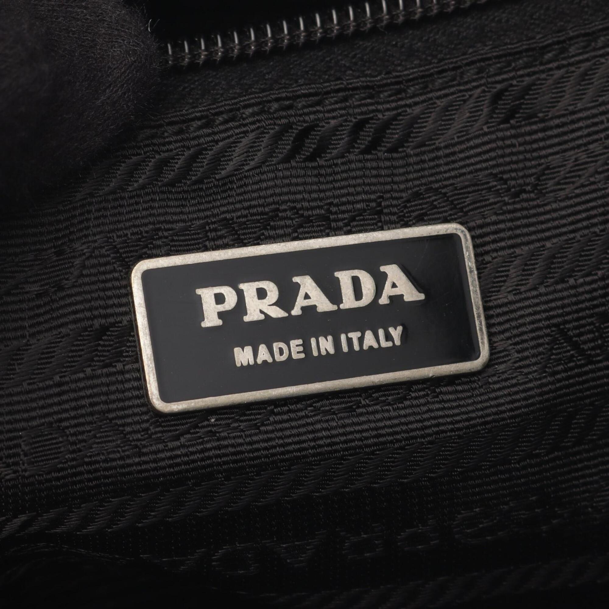Prada Black Nylon Saffiano Triangle Handbag Shoulder Bag (Pre-Owned)