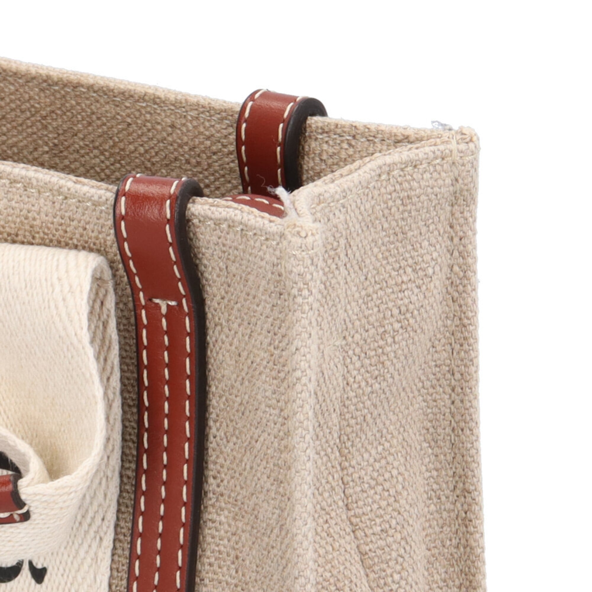 Chloé Brown White Linen Leather Shoulder Bag (Pre-Owned)