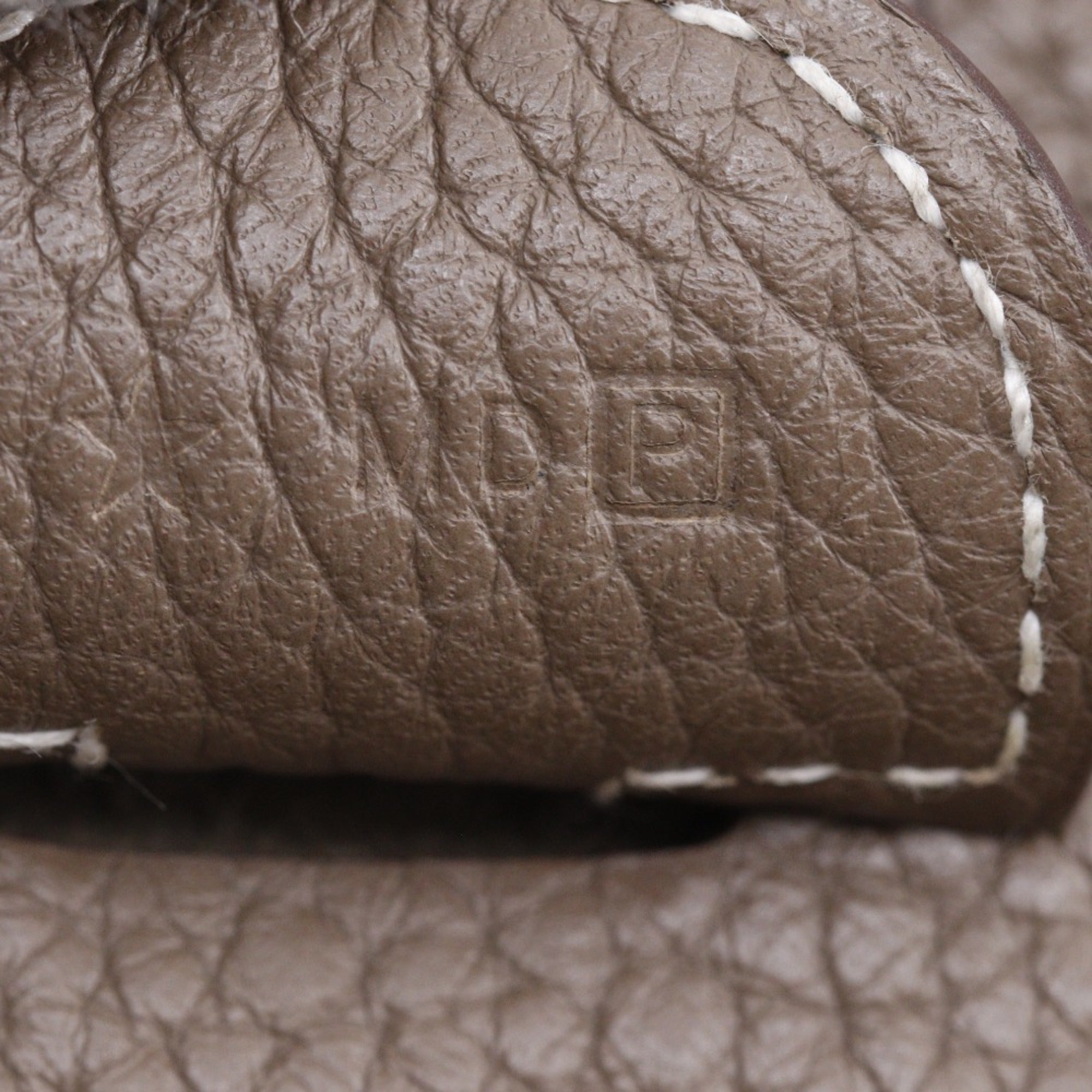 Hermes Etoupe Gray Gray Taurillon Clemence Leather Shoulder Bag (Pre-Owned)