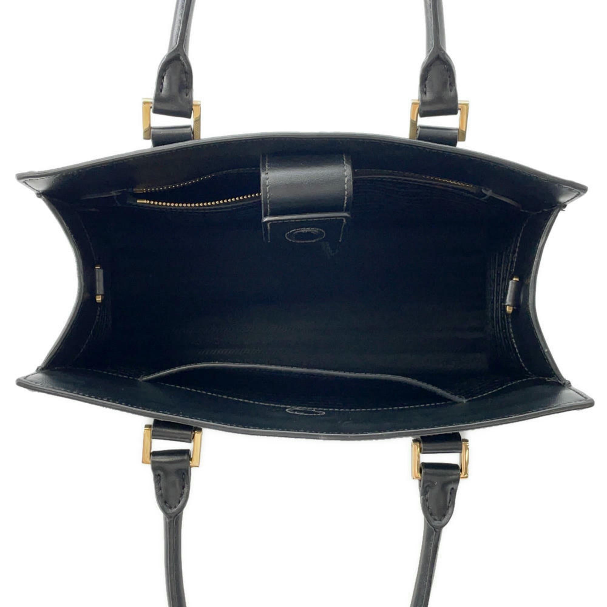 Prada Black Leather Shoulder Bag Tote Bag (Pre-Owned)