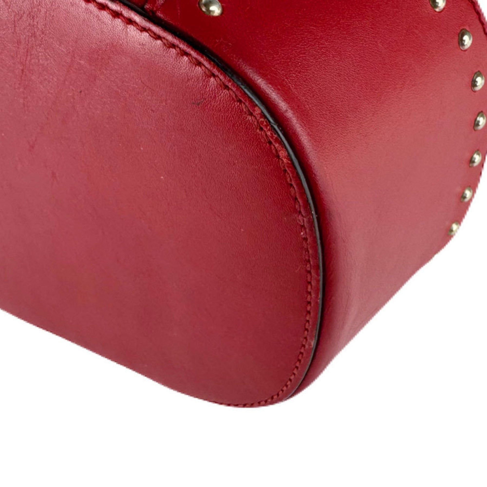 Gucci Red Color Leather Shoulder Bag (Pre-Owned)