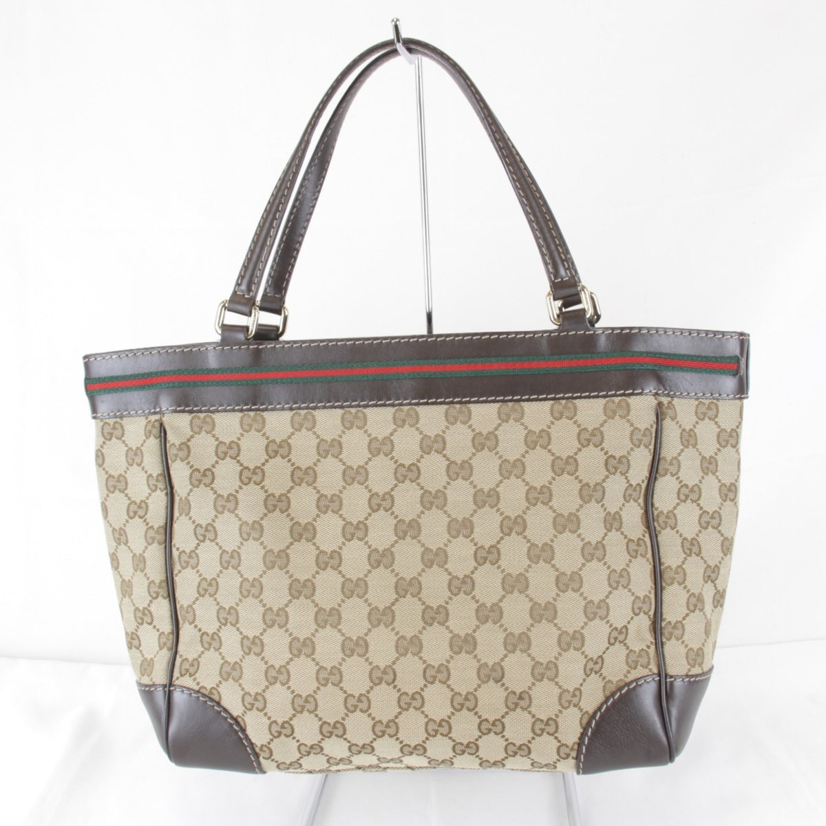 Gucci Brown Gg Canvas Leather Tote Bag (Pre-Owned)