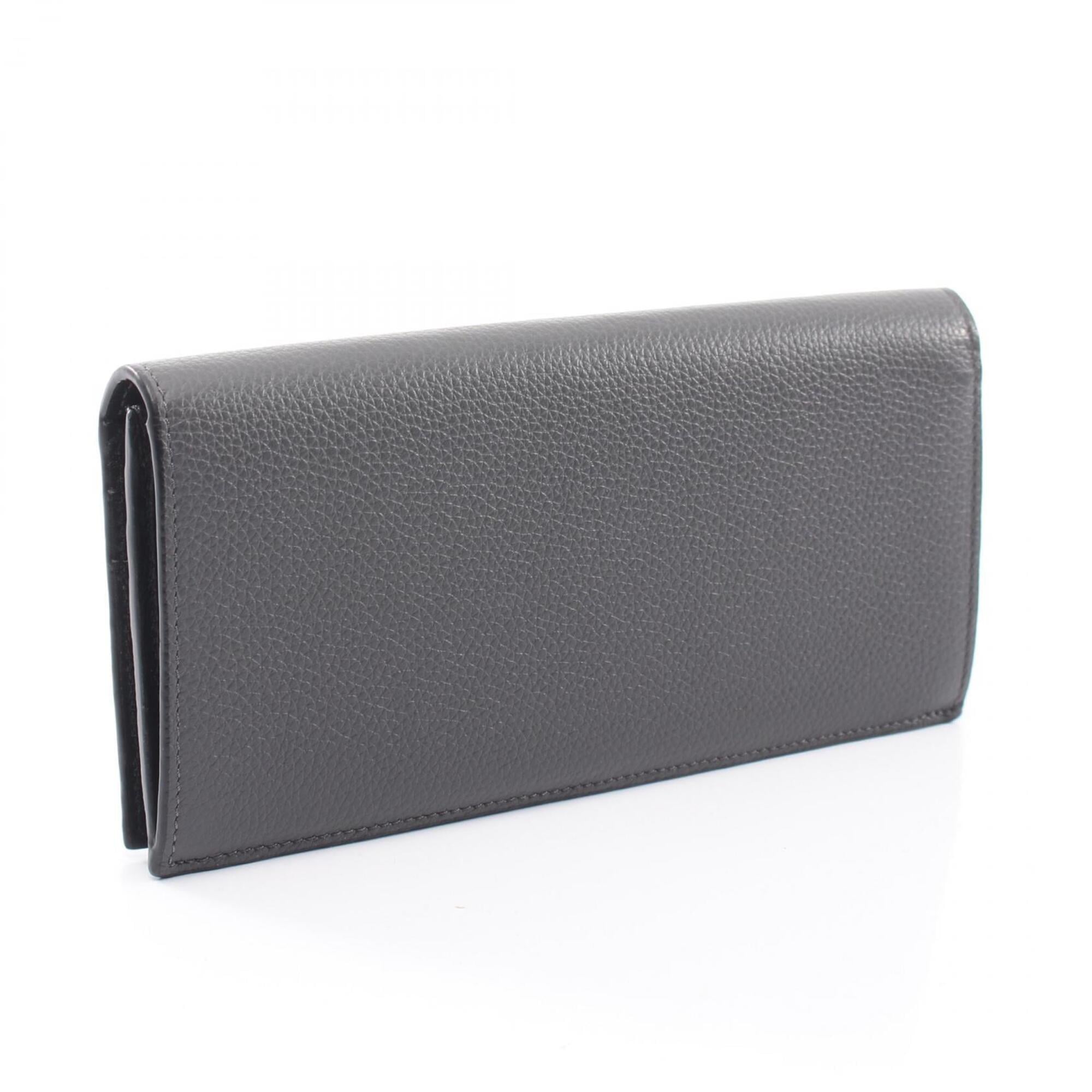 Loewe Gray Leather Long Wallet (Bi-Fold) (Pre-Owned)
