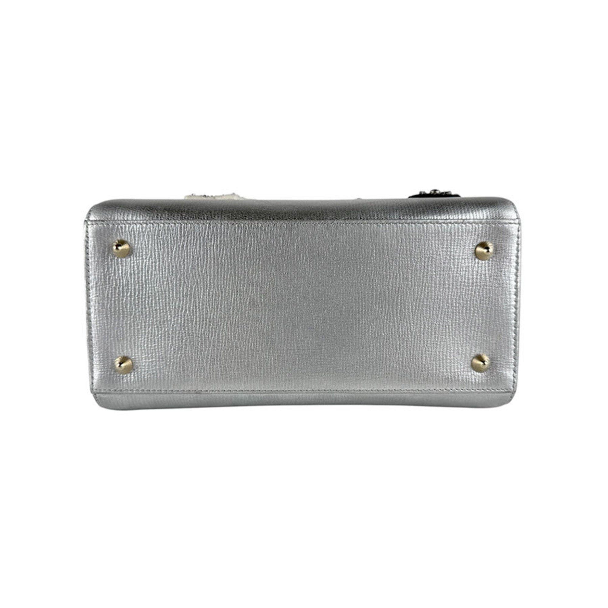 Christian Dior Multi-Color Silver Leather Handbag Shoulder Bag (Pre-Owned)